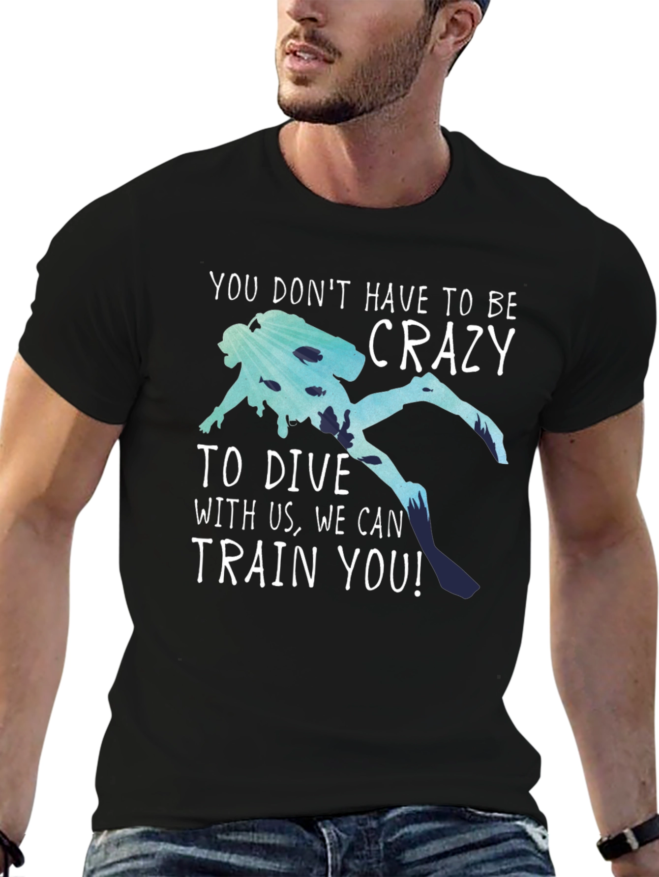 Black Funny Diving T-Shirt: No Crazy Divers Needed! view 6