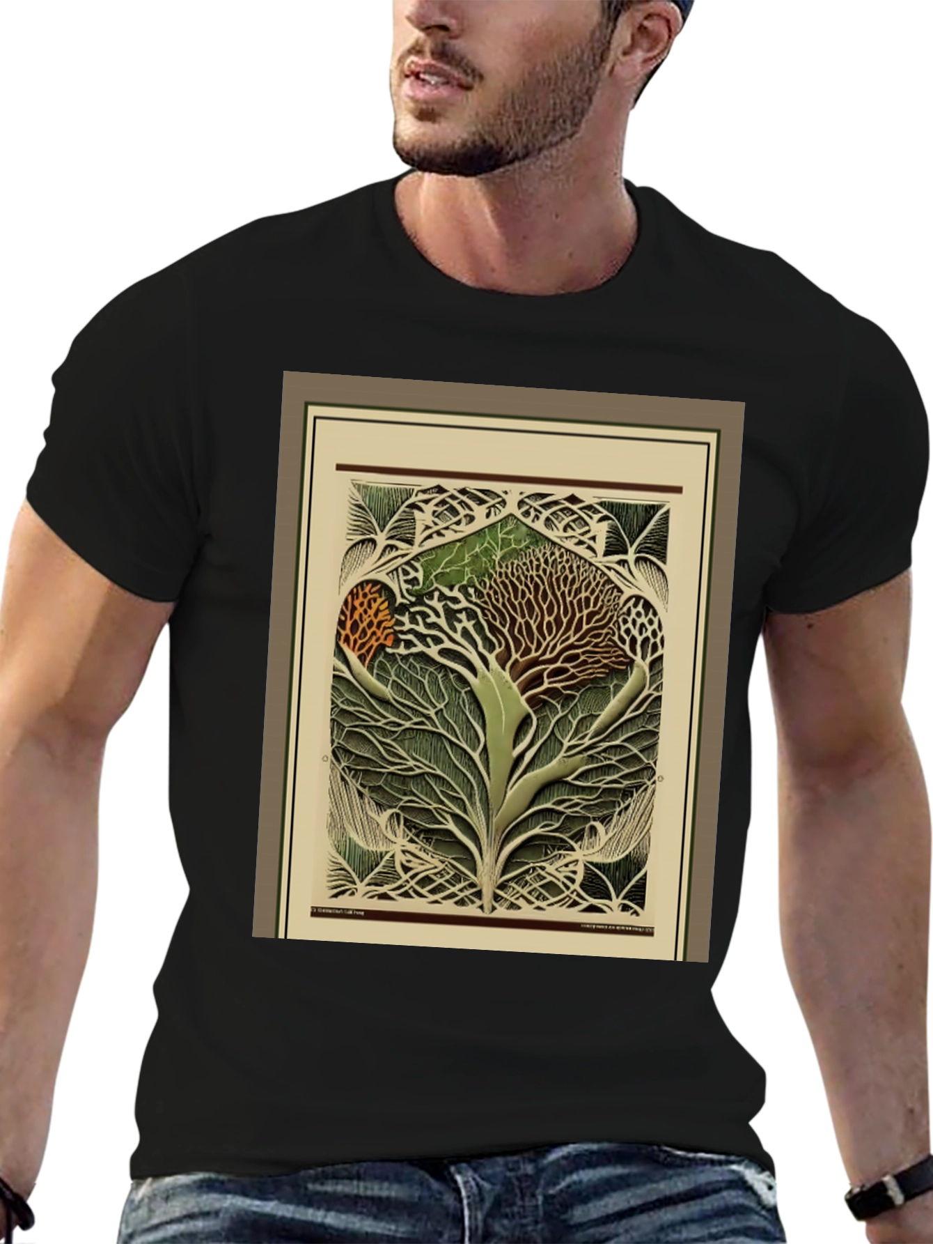 Black Arboreal Art Tee - Unique Tree of Life Design view 6