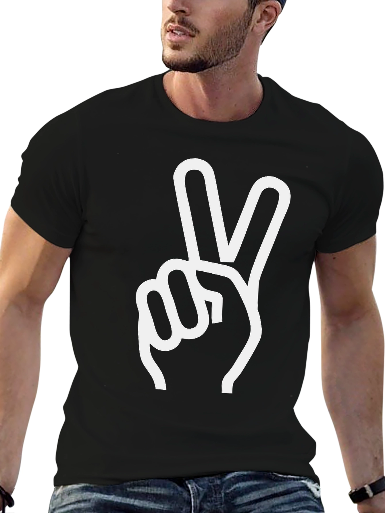 Black Peace Sign Graphic Tee - Black view 6