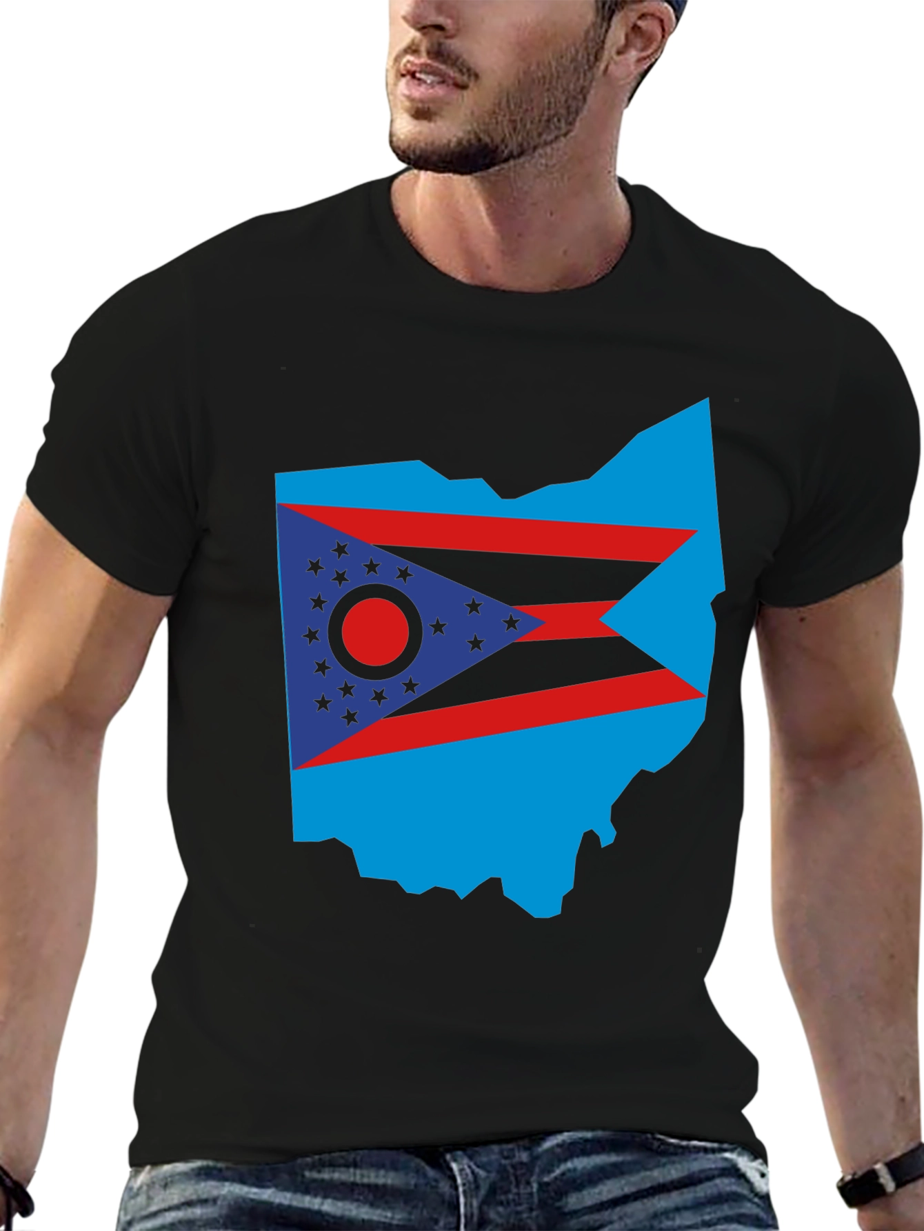 Black Ohio State Flag T-Shirt - Bold Patriotic Style view 6