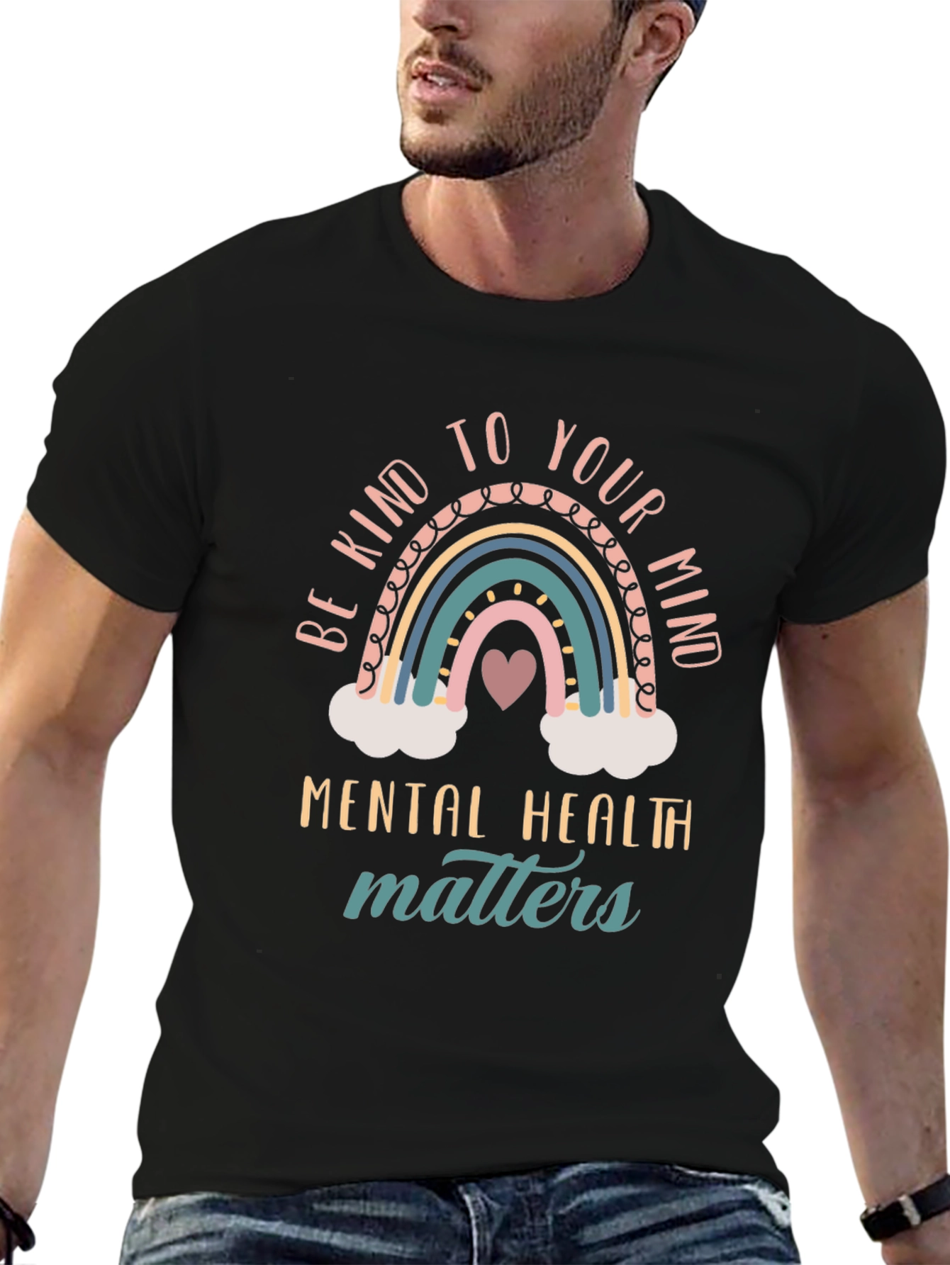 Black Be Kind To Your Mind Mental Health Matters T-Shirt view 6
