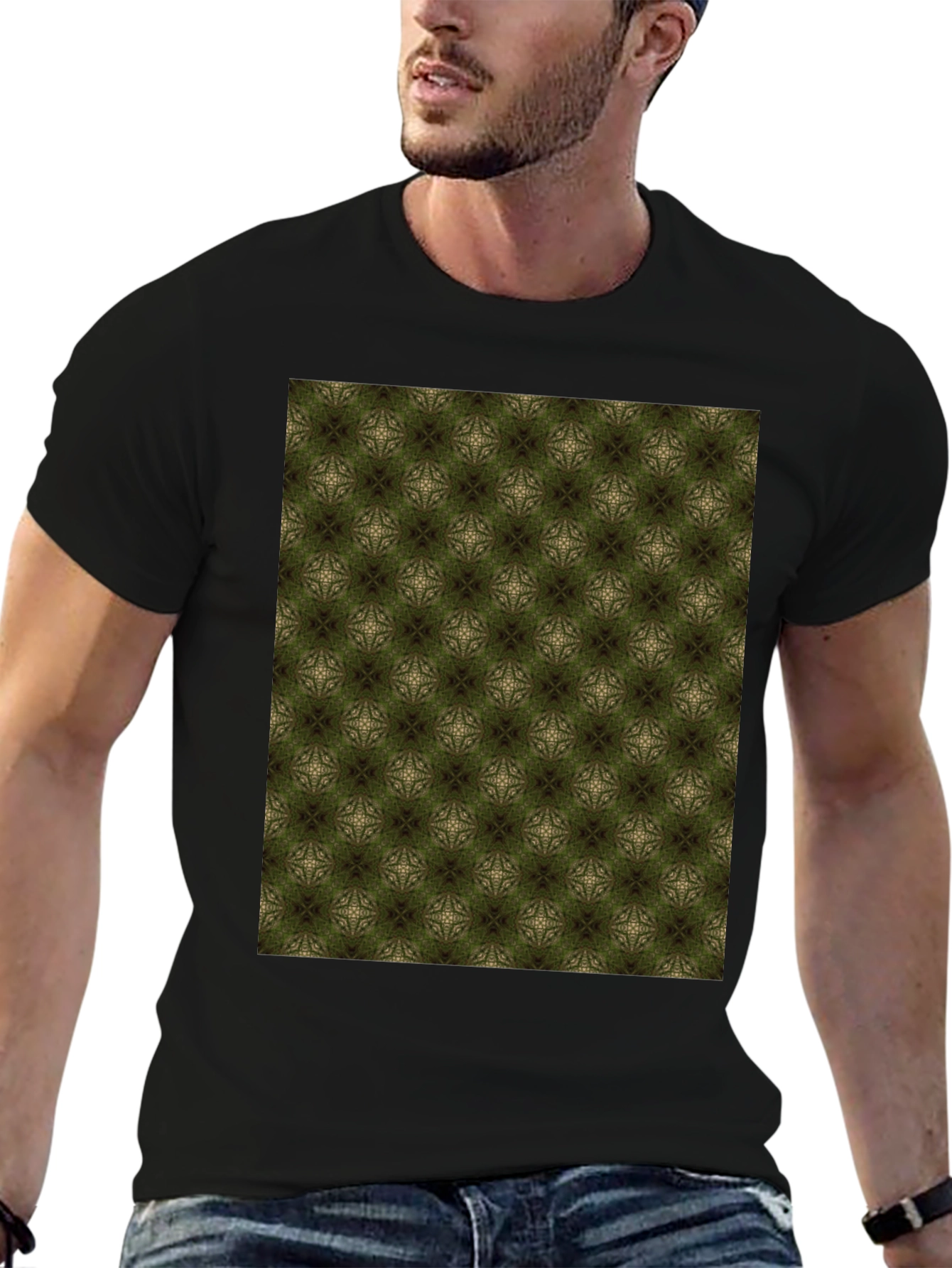 Black Patterned Black T-Shirt view 6