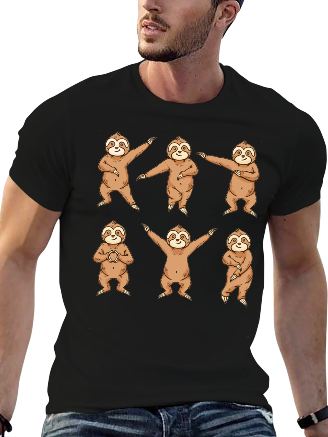 Black Dancing Sloth Graphic Tee - Fun & Comfy view 6
