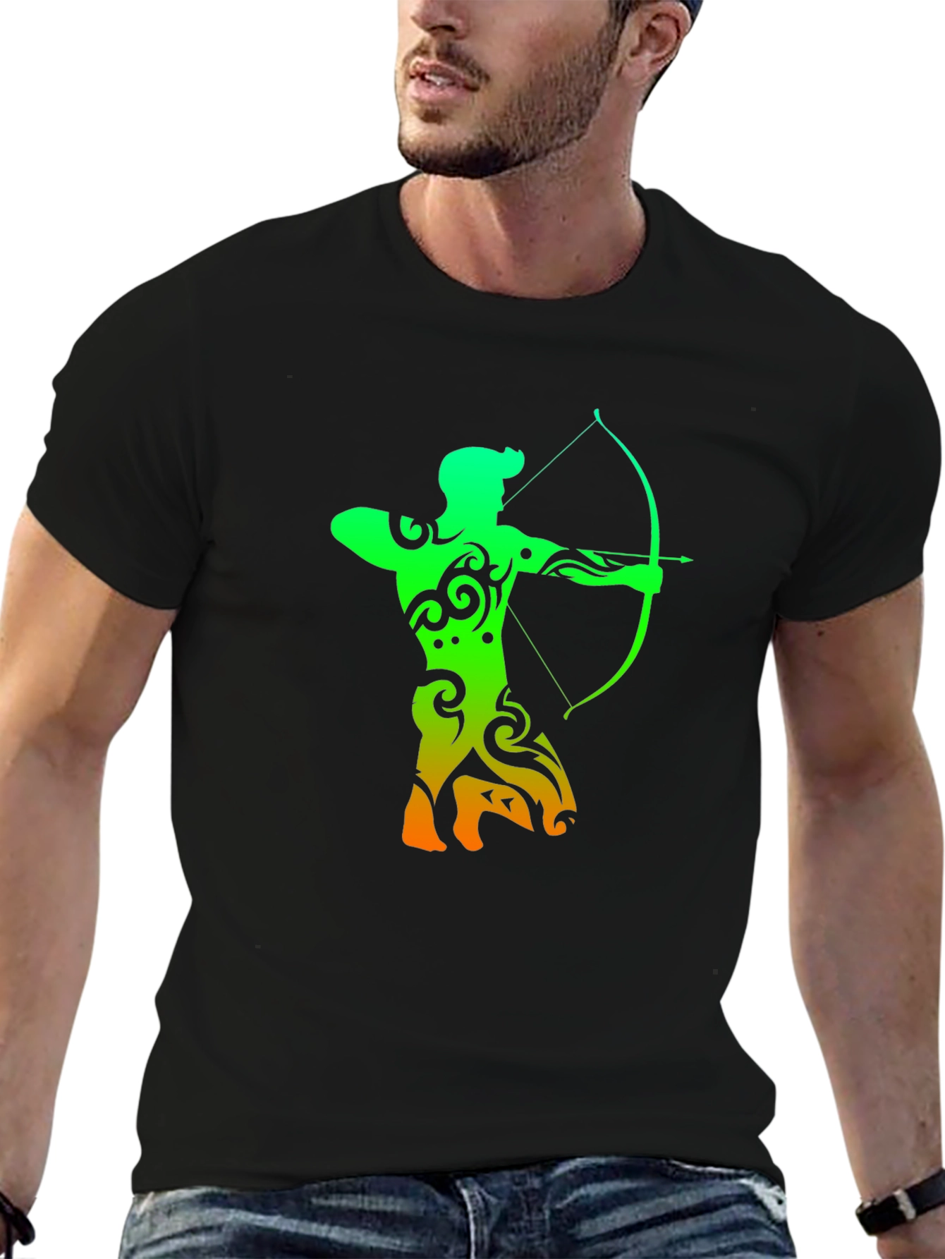 Black Archery Silhouette Graphic T-Shirt - Cool Archer Design view 6