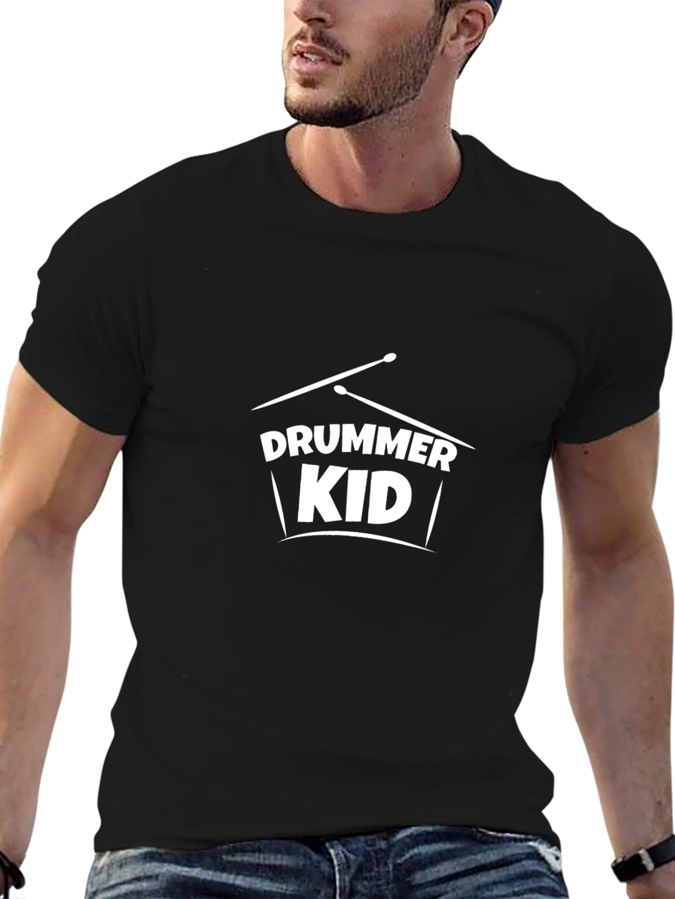 Black Drummer Kid Graphic Tee - Music Lover Shirt view 6