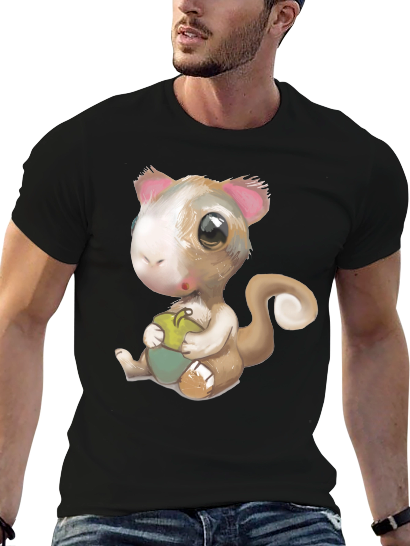 Black Cute Squirrel Graphic T-Shirt view 6