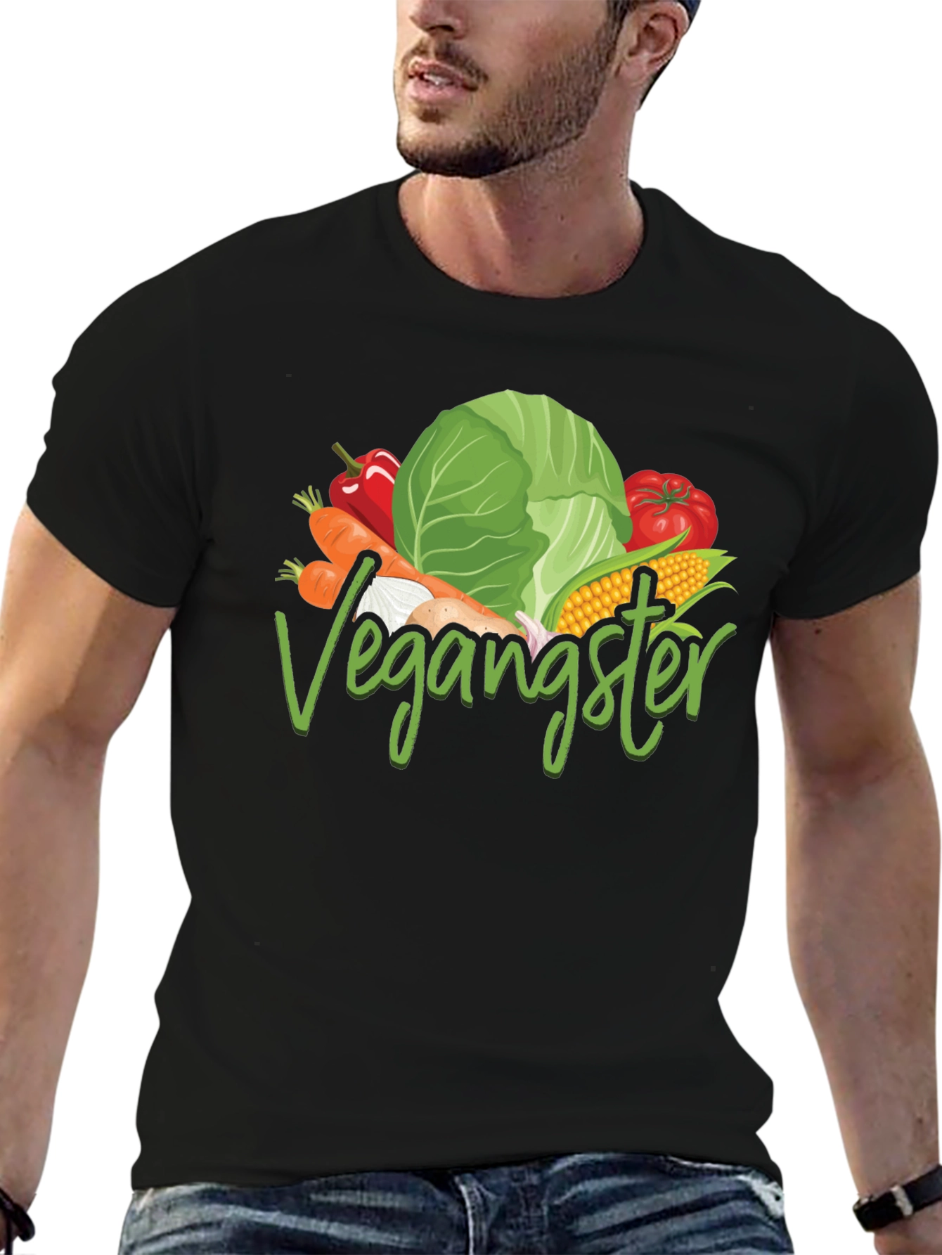 Black Vegan T-Shirt - Vegangster Tee view 6