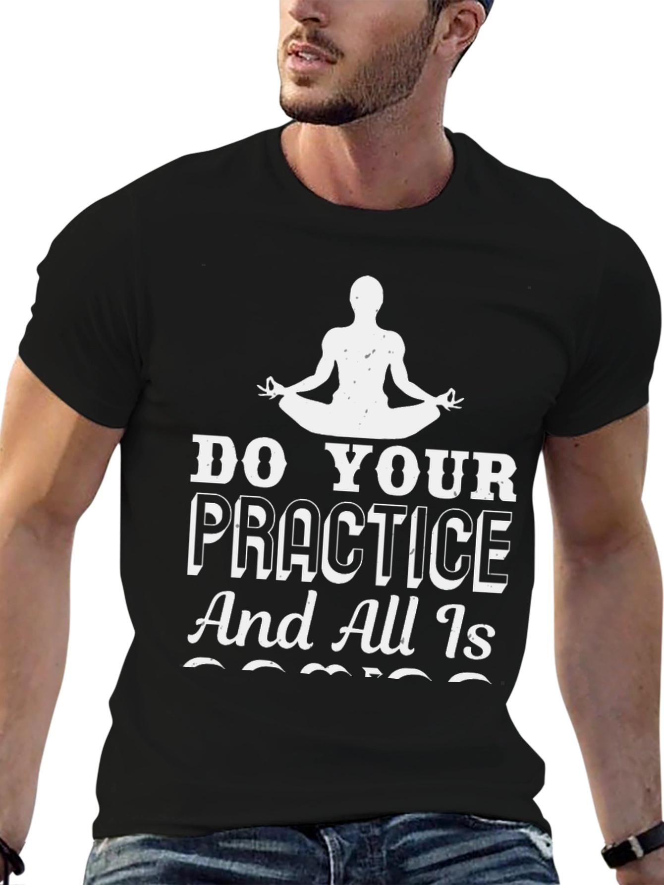 Black Yoga Practice T-Shirt - Zen and Mindfulness Tee view 6