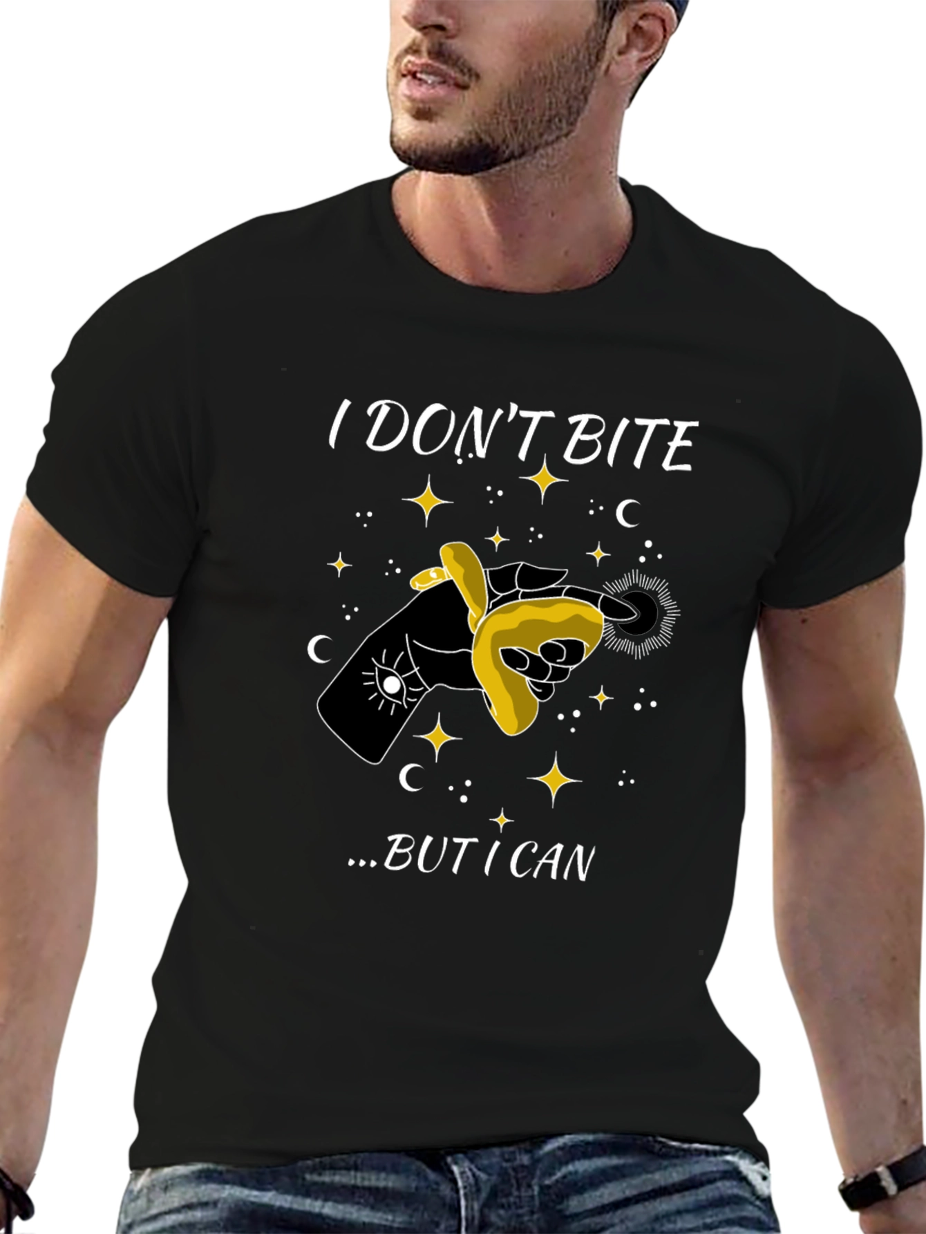 Black I Don't Bite T-Shirt - Funny Graphic Tee view 6