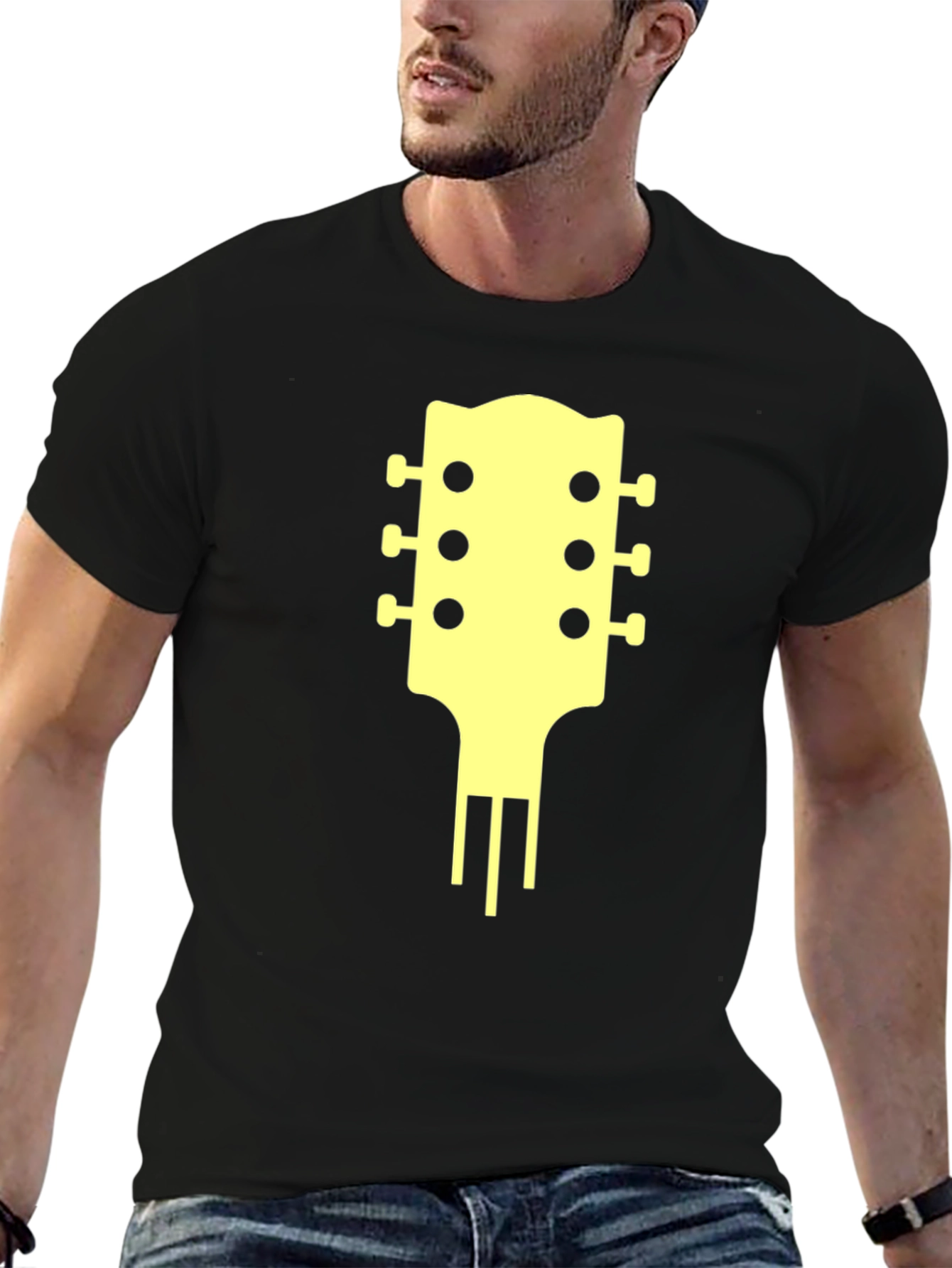 Black Guitar Headstock Graphic Tee view 6