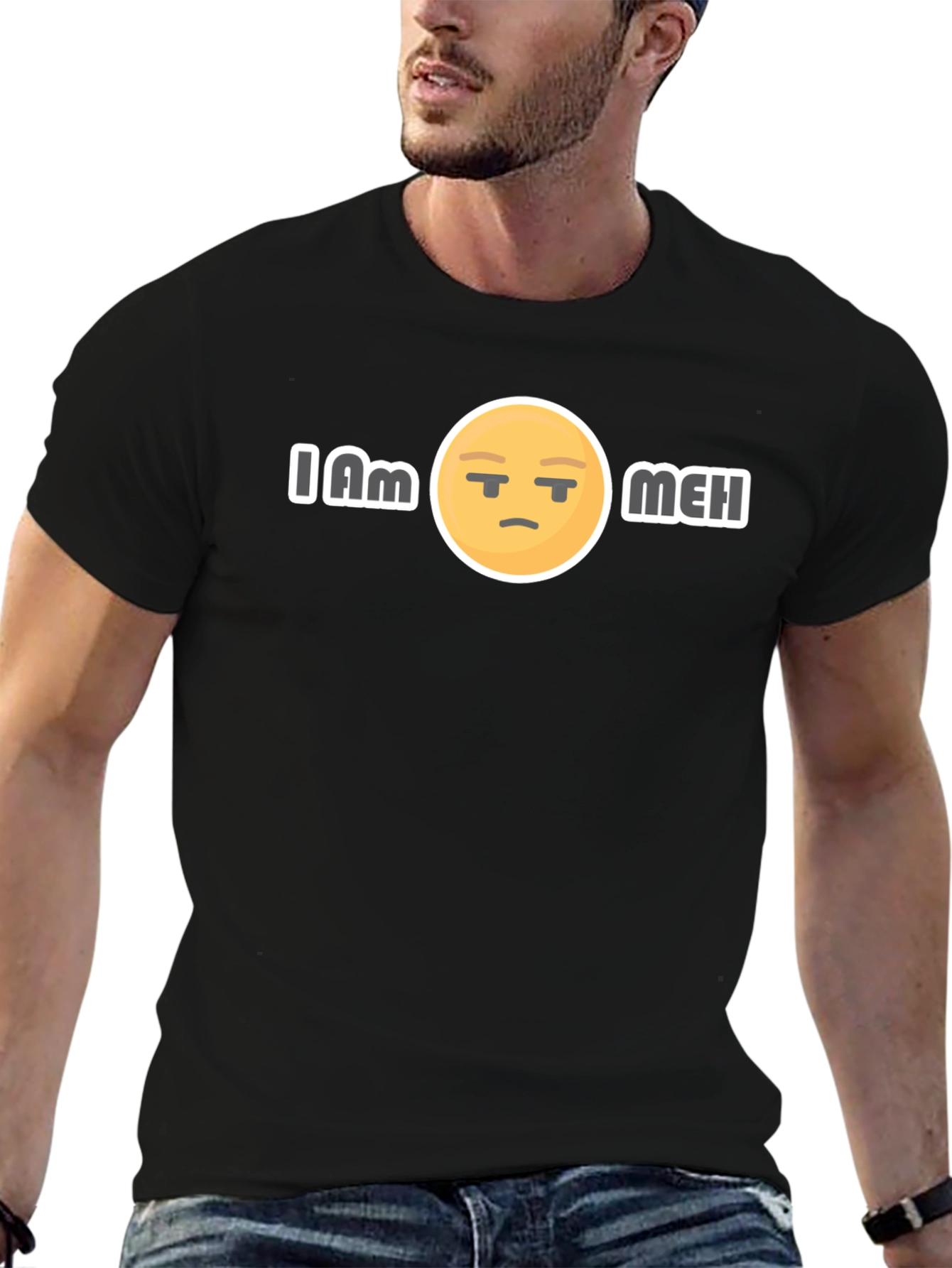 Black I Am Meh T-Shirt: Express Your Mood view 6