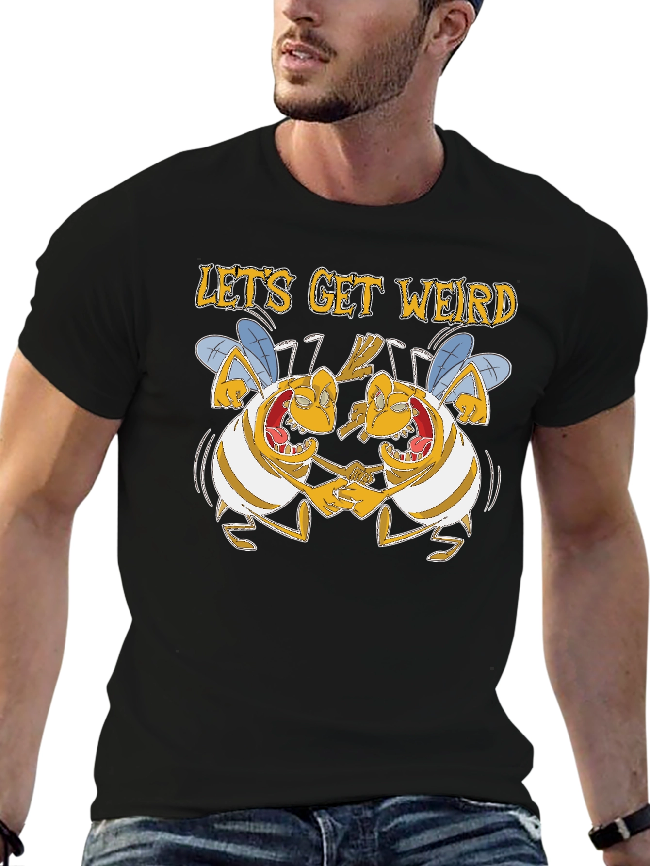 Black Lets Get Weird Graphic T-Shirt view 6