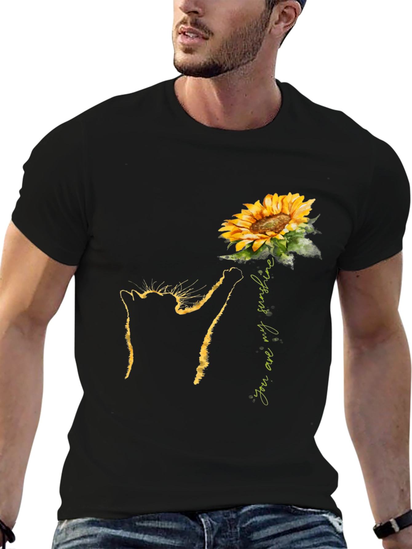 Black Cat Sunflower T-Shirt - You Are My Sunshine Tee view 6