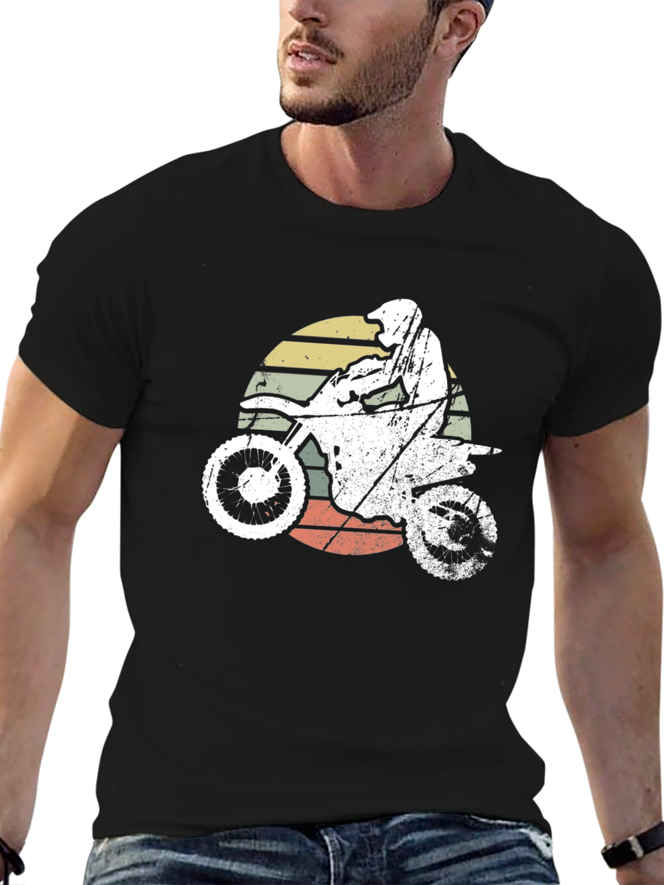 Black Retro Motorcycle T-Shirt - Black view 6