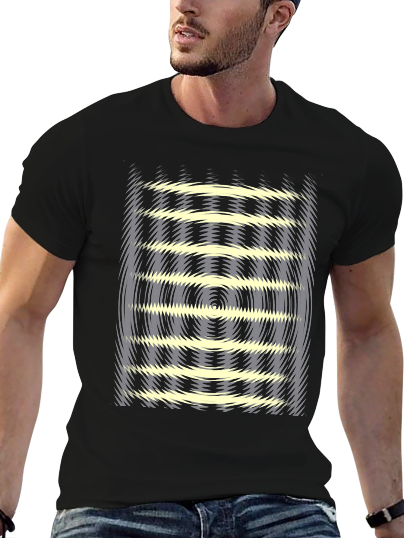 Black Optical Illusion Graphic Tee - Black view 6
