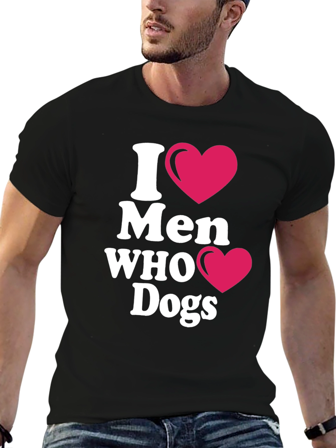 Black I Heart Men Who Love Dogs T-Shirt view 6
