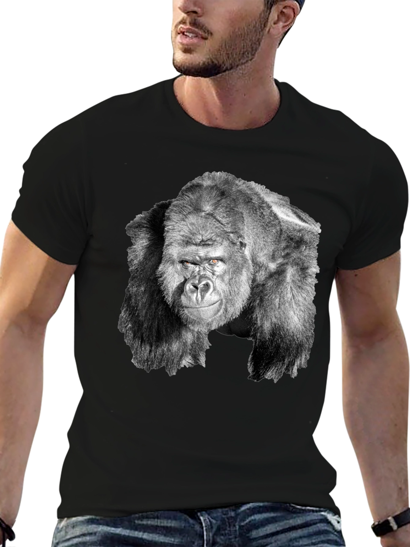 Black Gorilla Graphic Tee - Cool Black T-Shirt for Men view 6