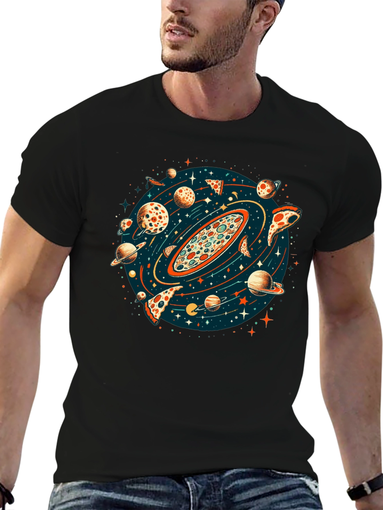 Black Pizza Planet Graphic T-Shirt - Unisex view 6