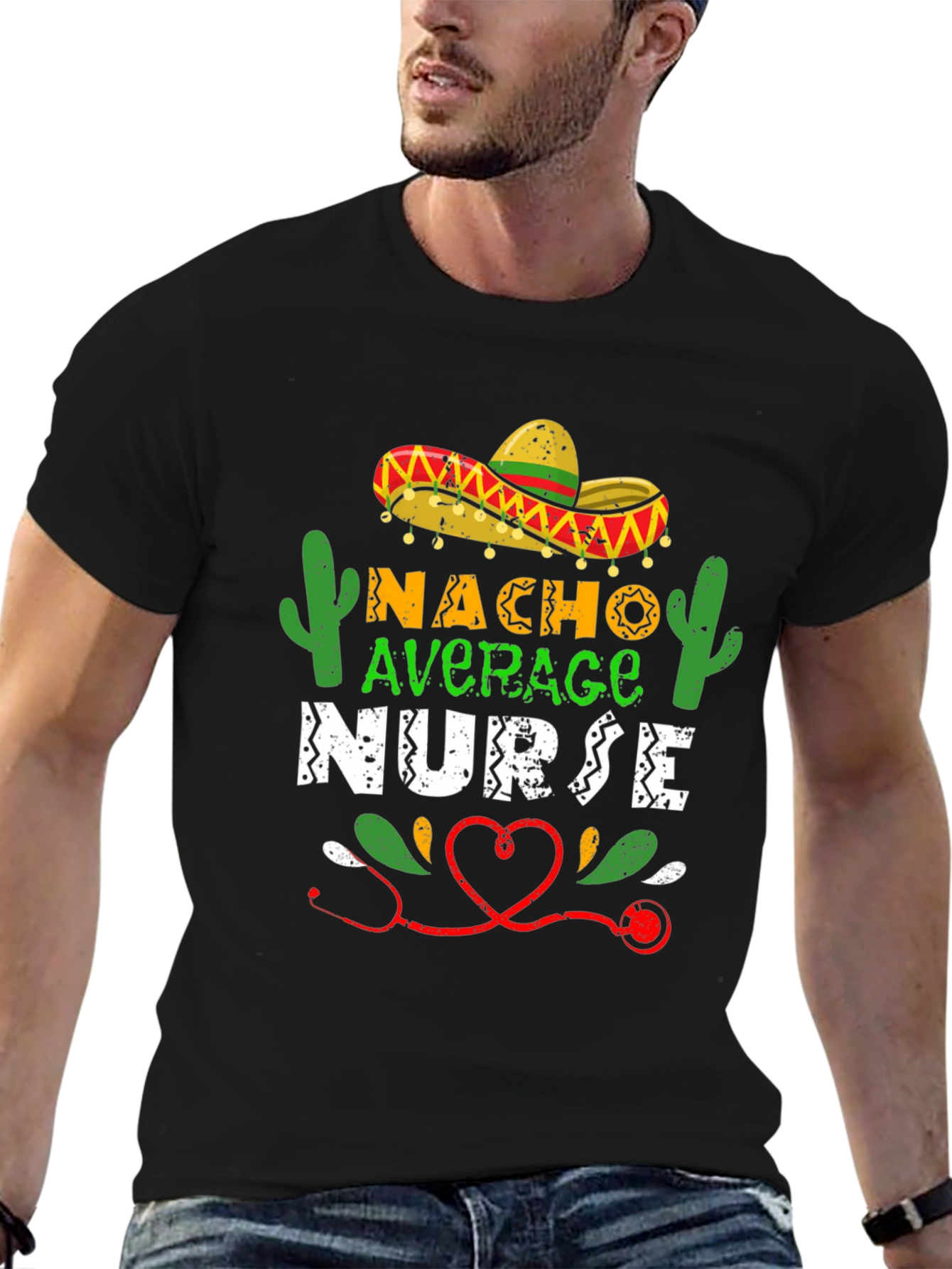 Black Nacho Average Nurse T-Shirt - Fun Medical Apparel view 6