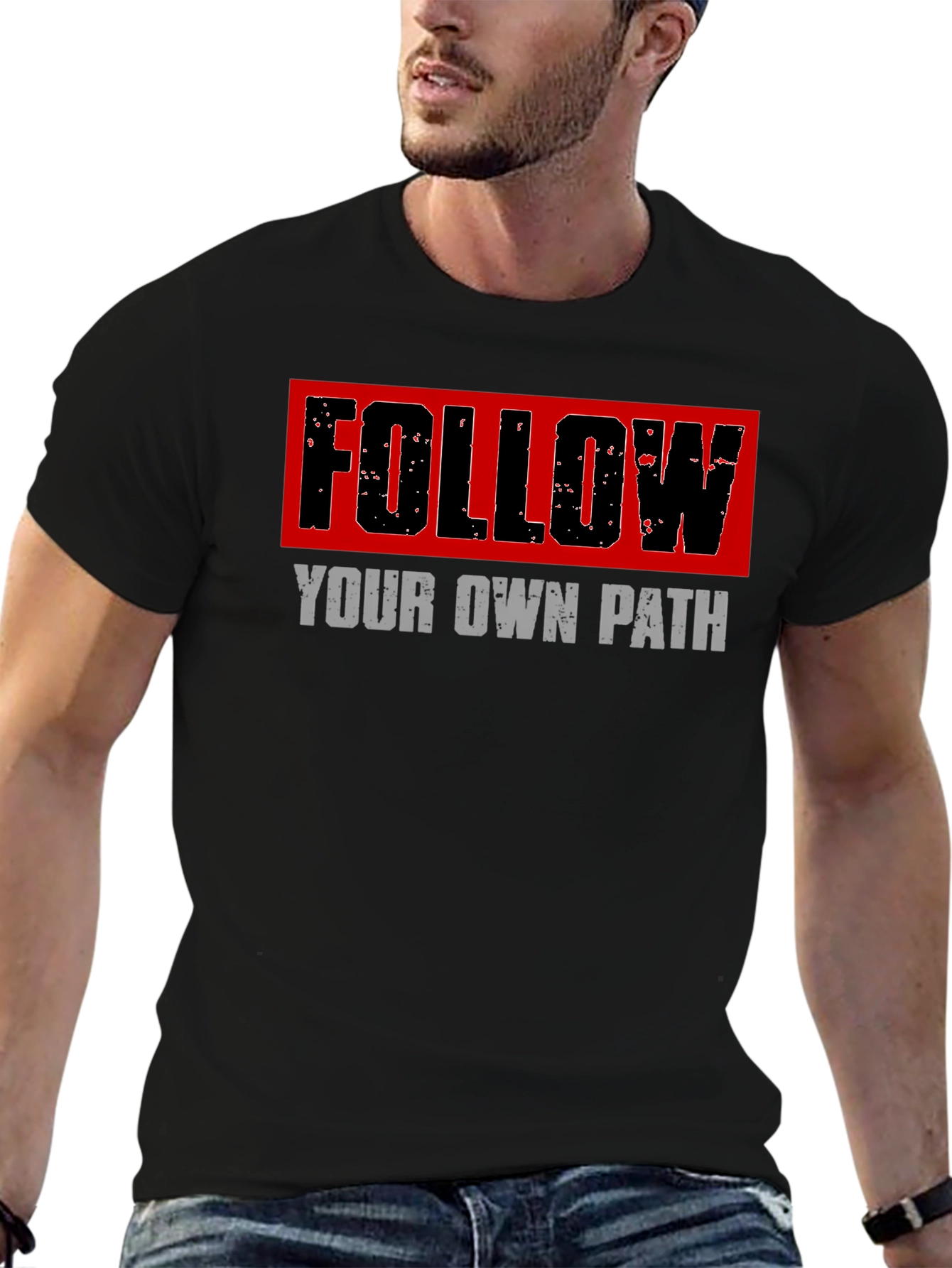 Black Follow Your Own Path Graphic Tee - Black view 6
