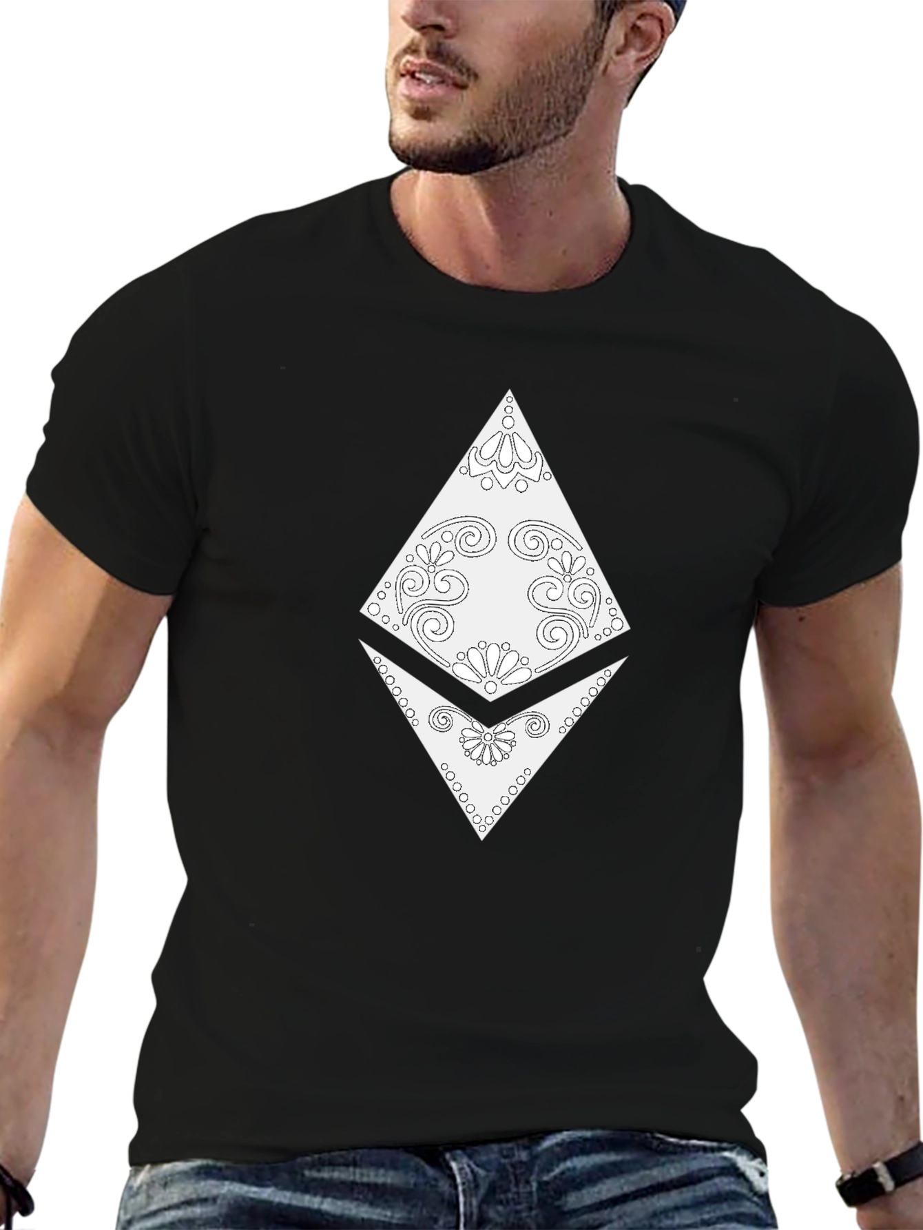 Black Ethereum Diamond T-Shirt - Black Crypto Tee view 6