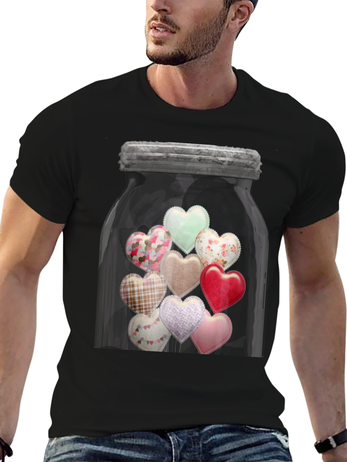 Black Jar of Hearts Graphic Tee - Lovecore Aesthetic view 6