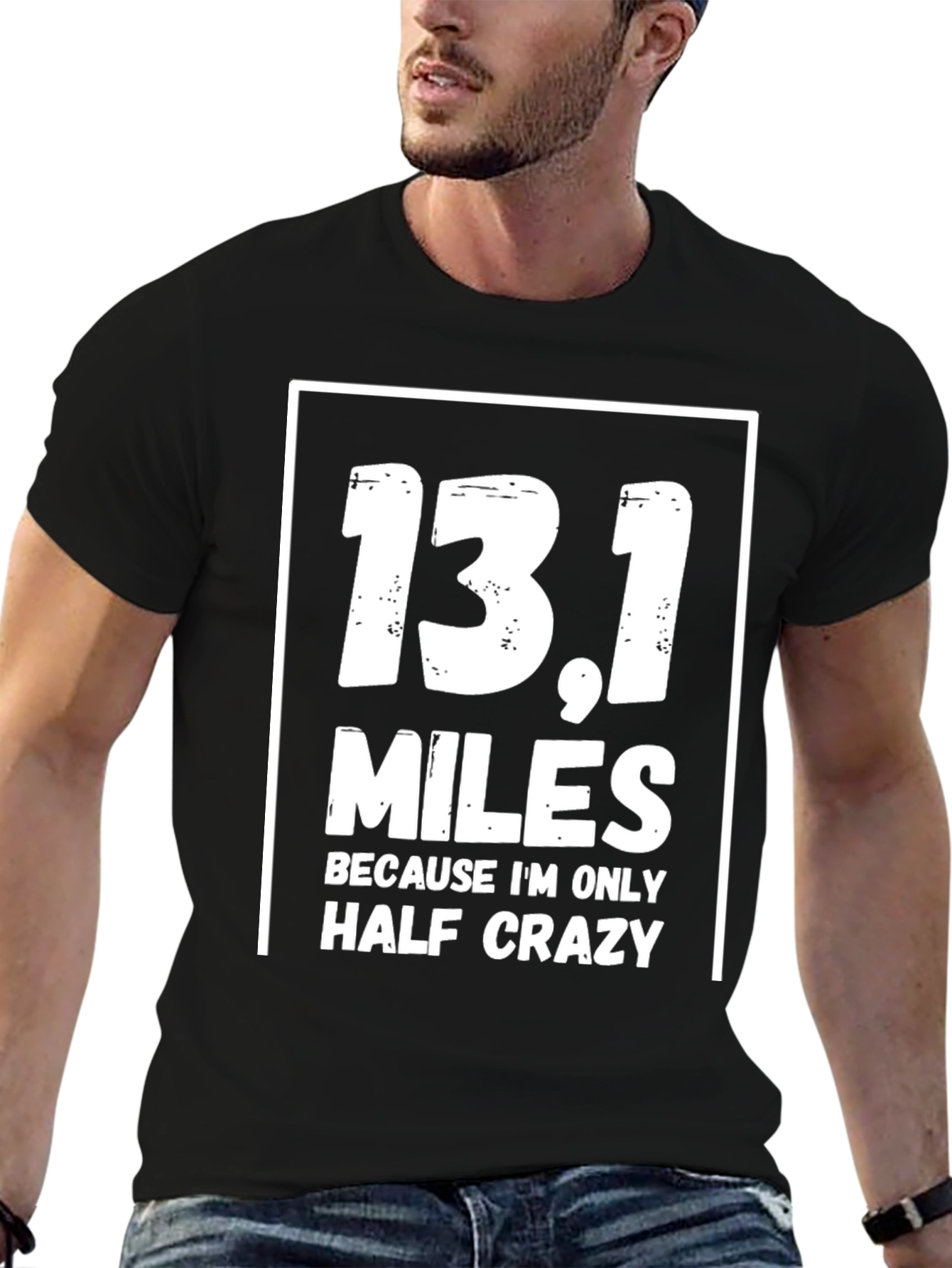 Black 13.1 Miles Half Crazy Black T-Shirt view 6