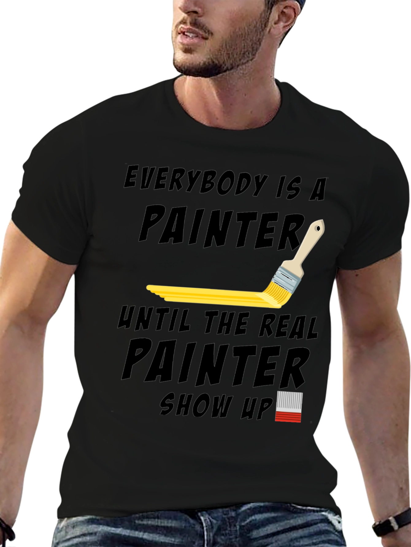Black Everybody is a Painter Graphic T-Shirt view 6
