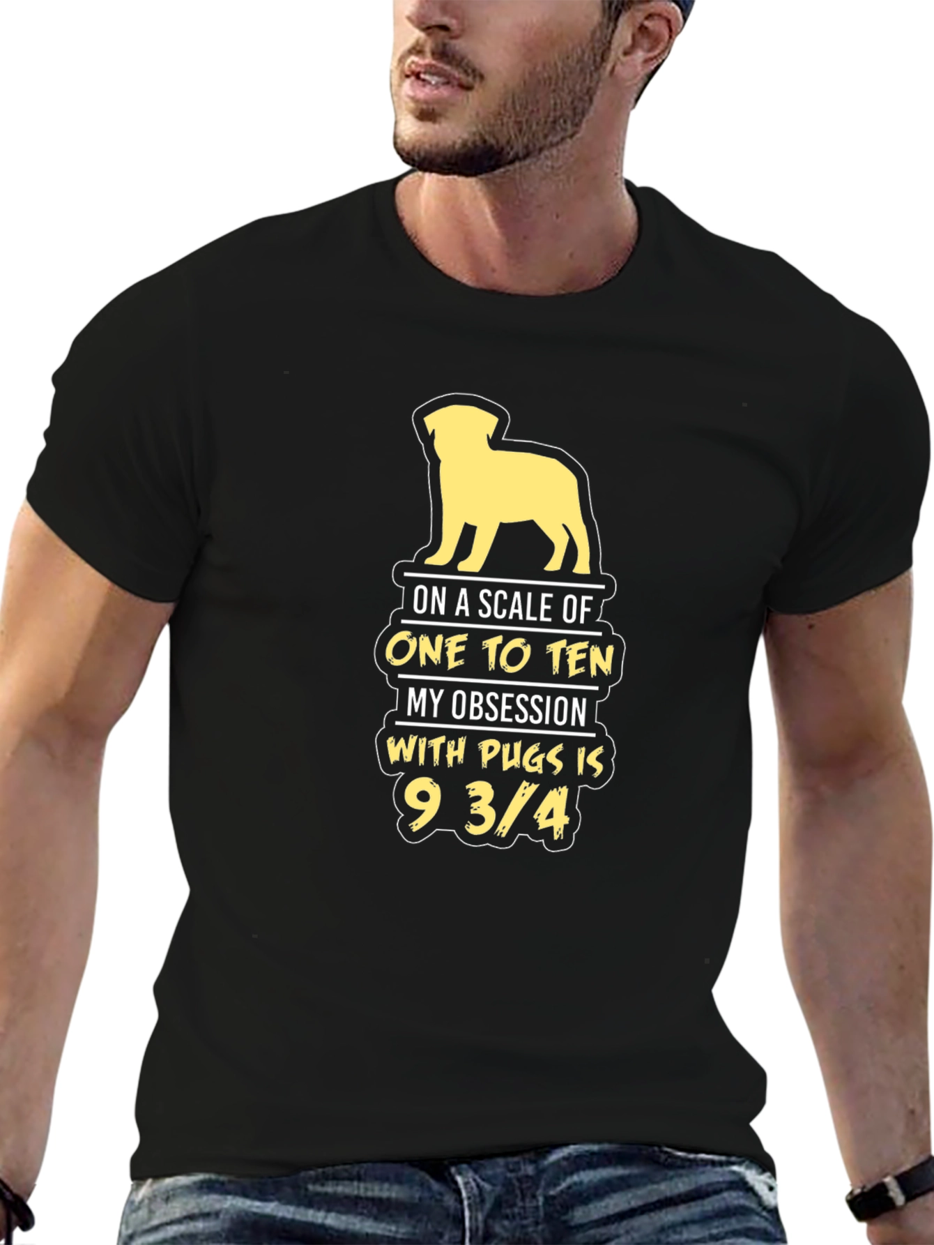 Black Obsessed With Pugs Graphic Tee view 6