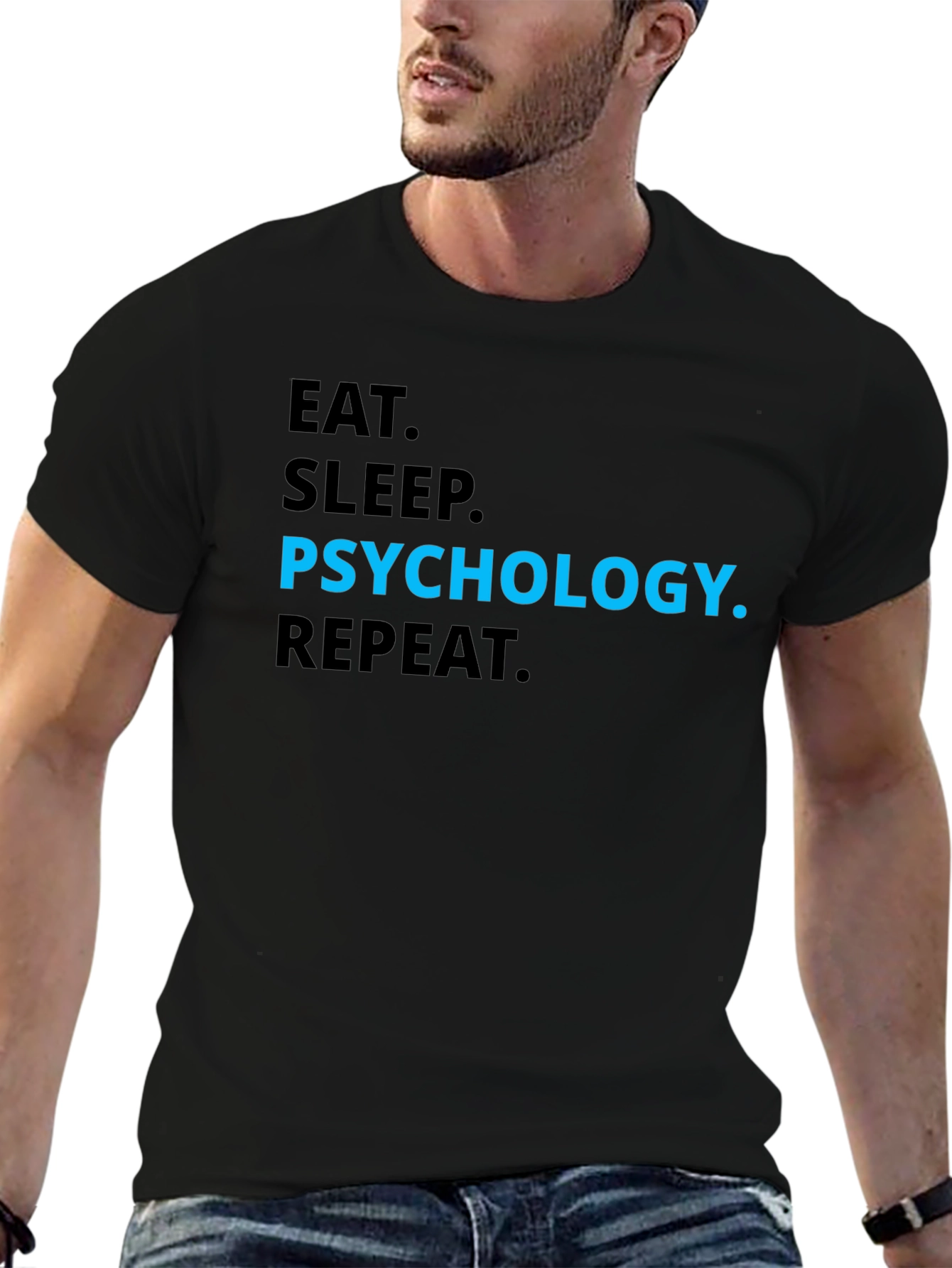 Black Psychology T-Shirt - Eat Sleep Psychology Repeat view 6