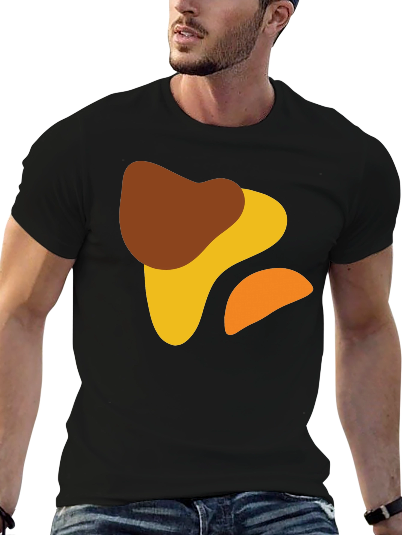 Black Abstract Shapes Black T-Shirt - Modern Art Design view 6