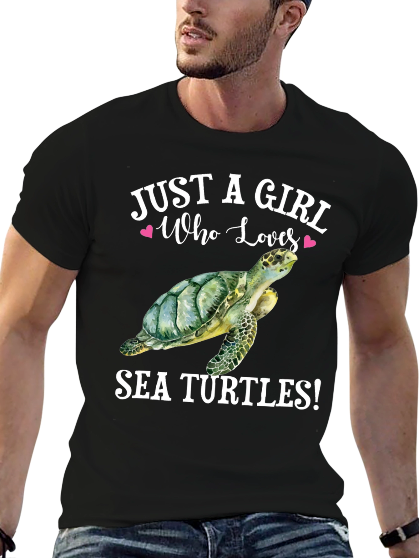 Black Just a Girl Who Loves Sea Turtles T-Shirt view 6
