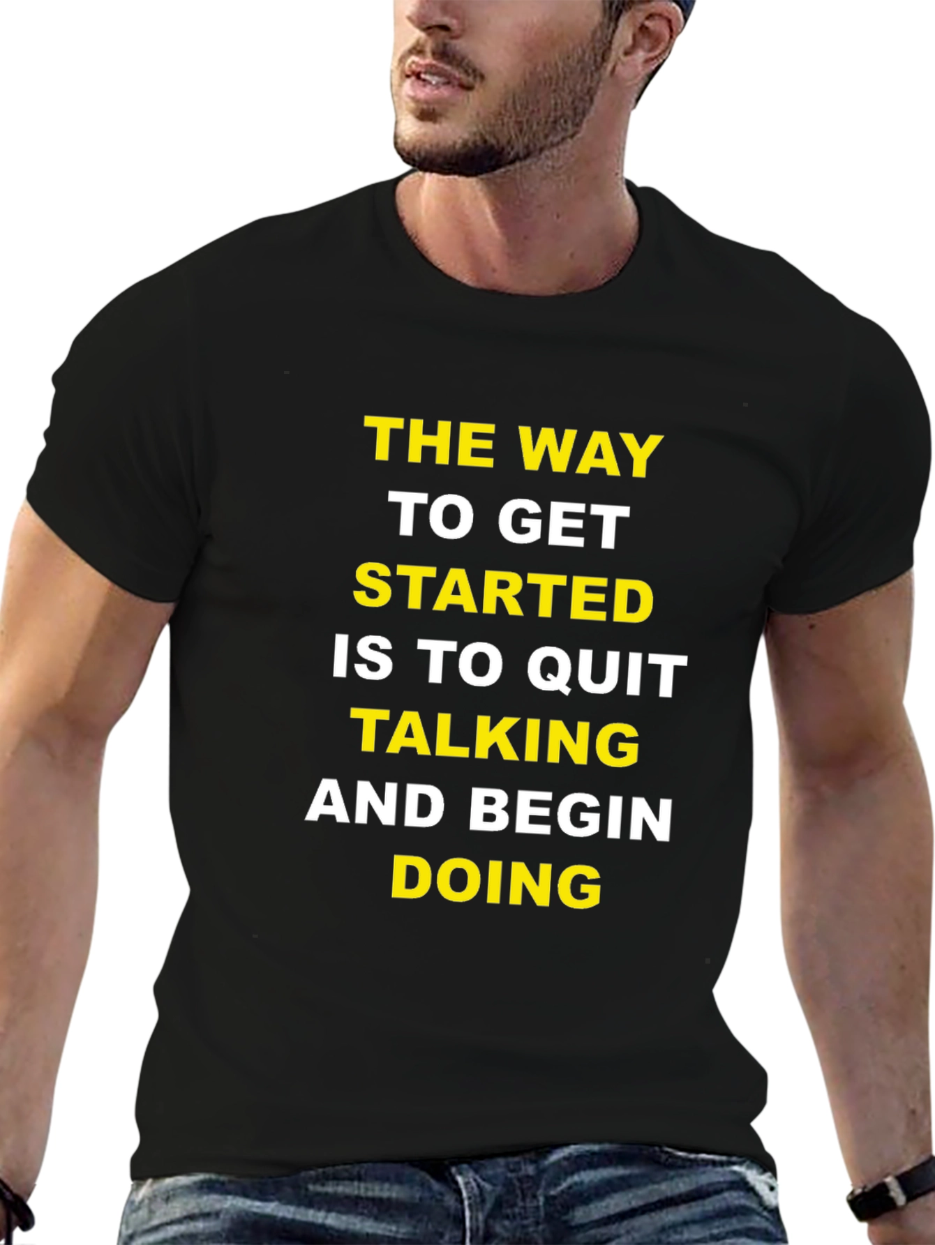 Black Motivational T-Shirt: Quit Talking & Begin Doing view 6