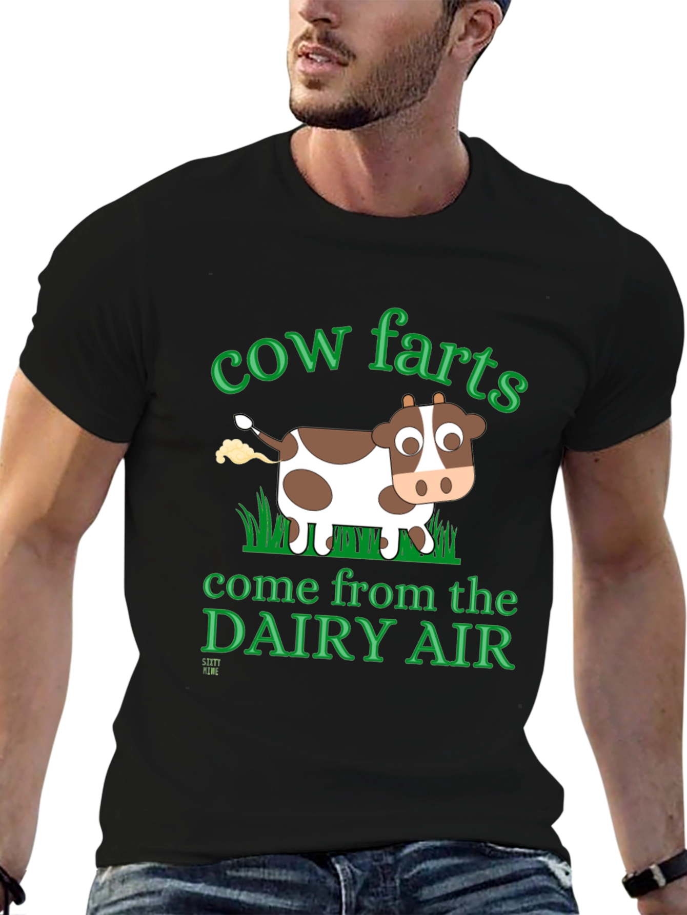 Black Cow Farts Dairy Air Graphic T-Shirt view 6