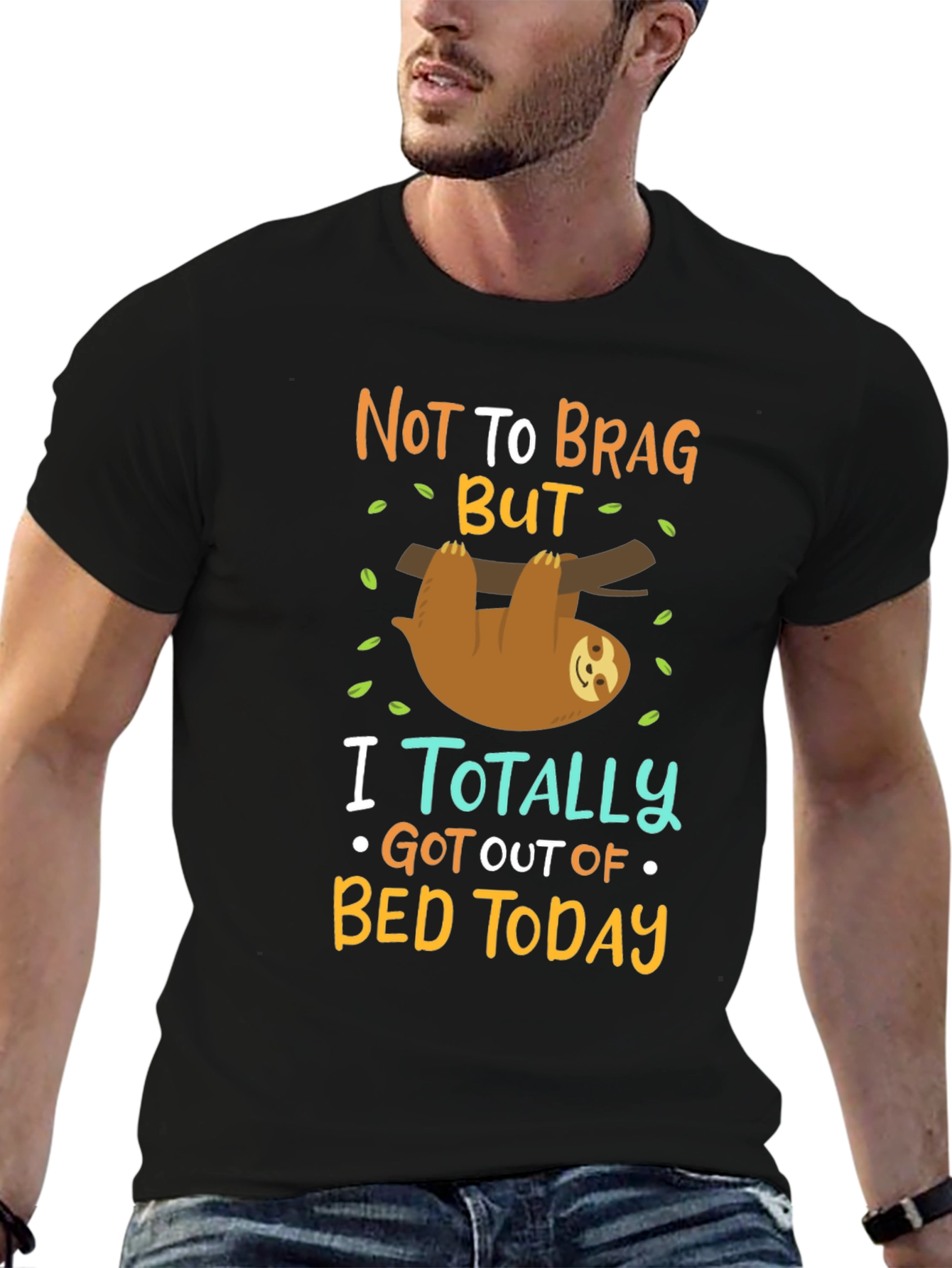 Black Funny Sloth T-Shirt: Not To Brag But... view 6