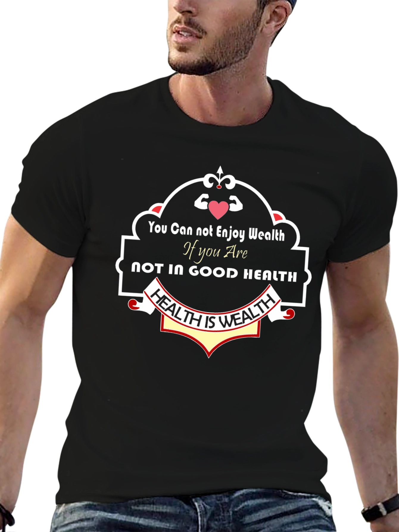 Black Health is Wealth Black Graphic T-Shirt view 6