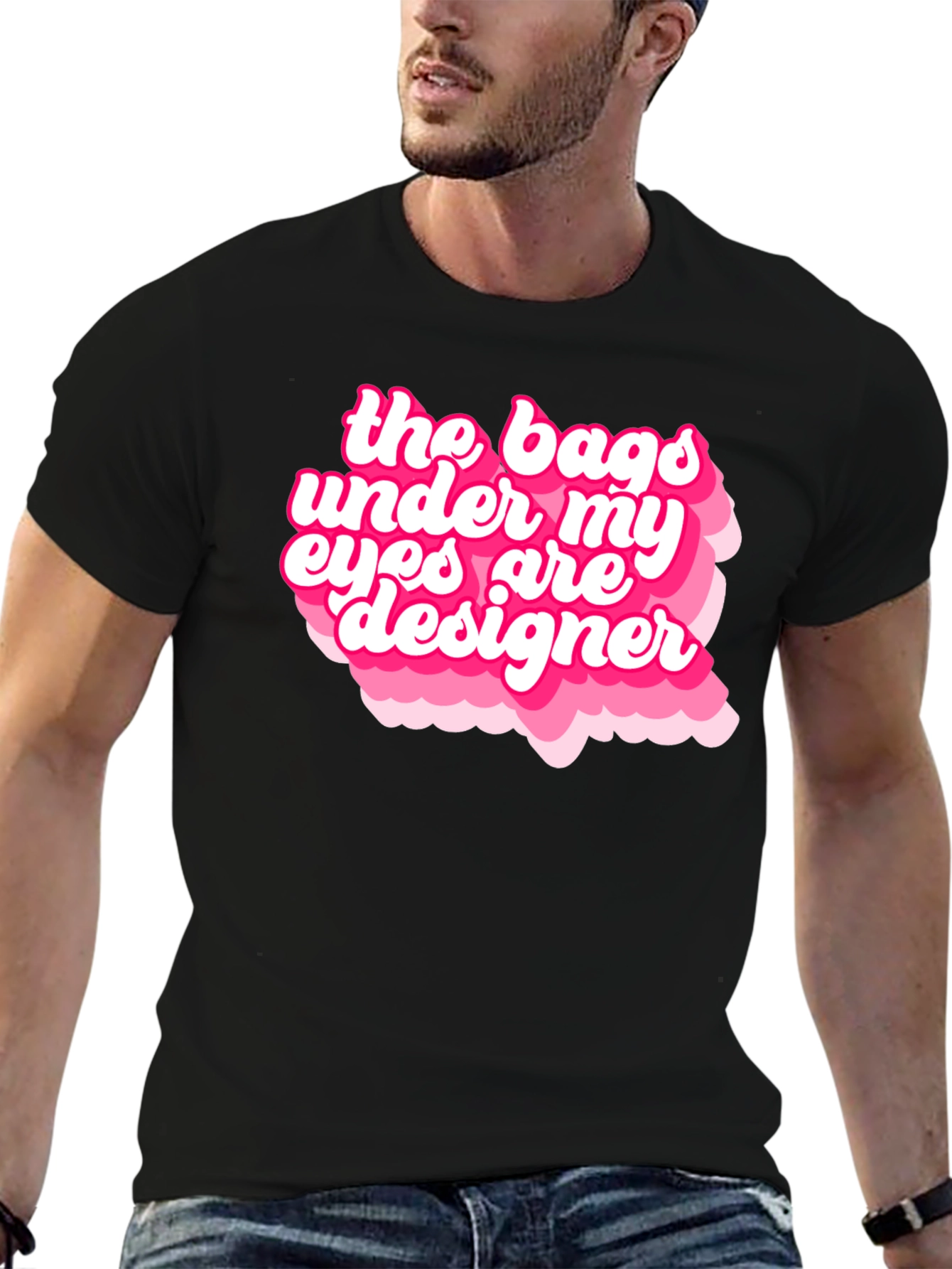 Black Designer Bags Under My Eyes Graphic T-Shirt view 6