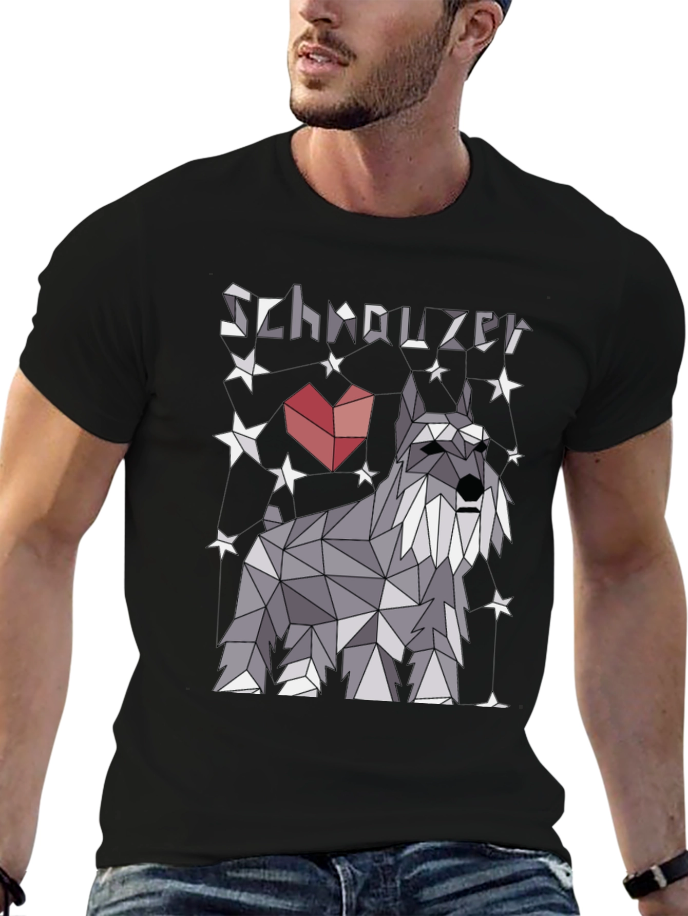 Black Geometric Schnauzer Graphic T-Shirt view 6
