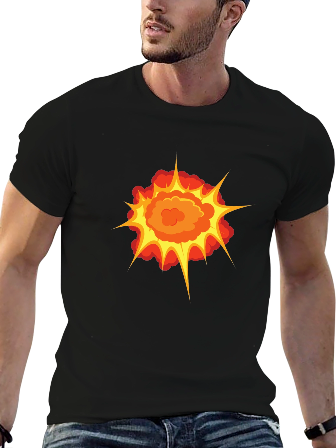 Black Explosion Graphic Print Black T-Shirt view 6