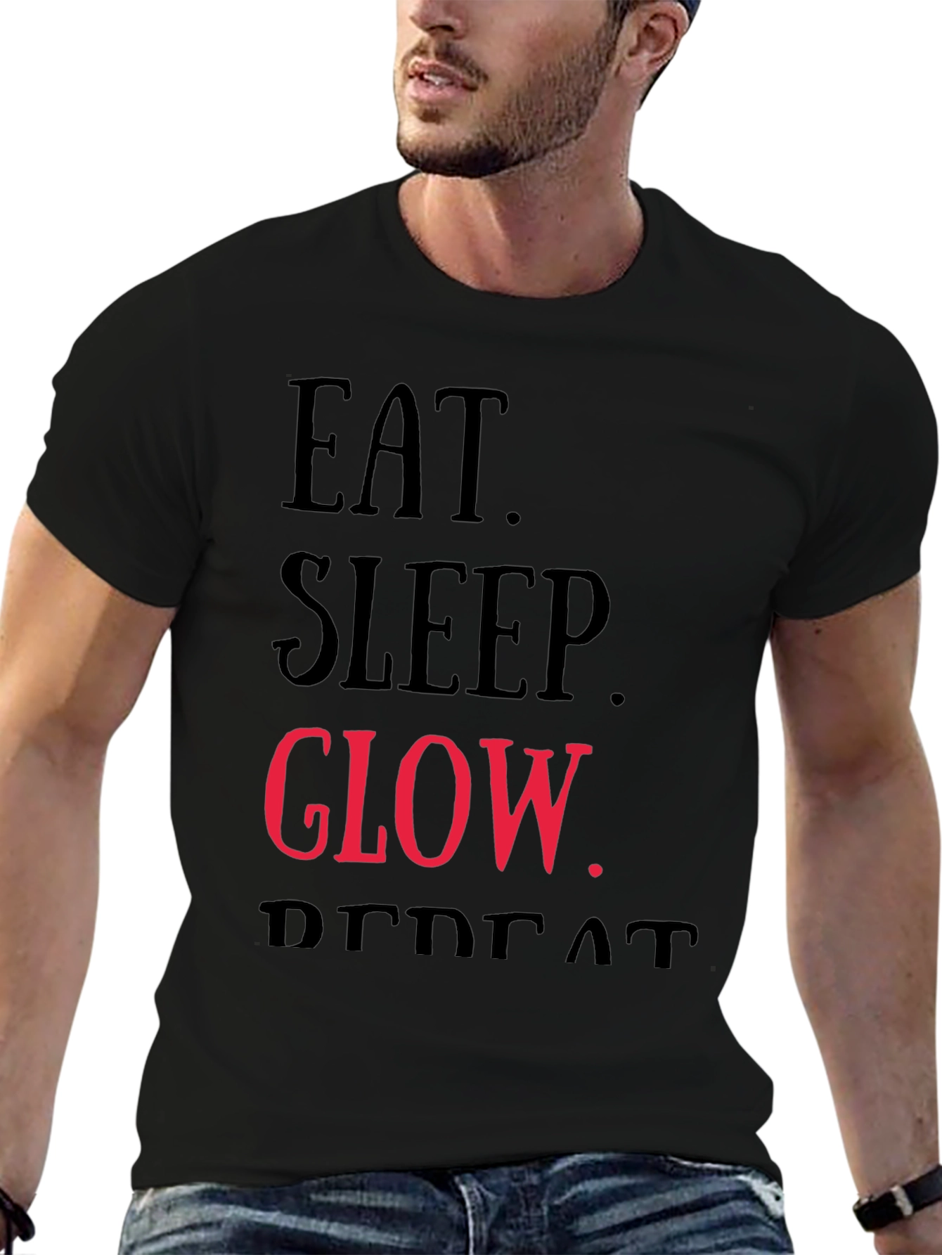 Black Eat, Sleep, Glow, Repeat Graphic T-Shirt view 6