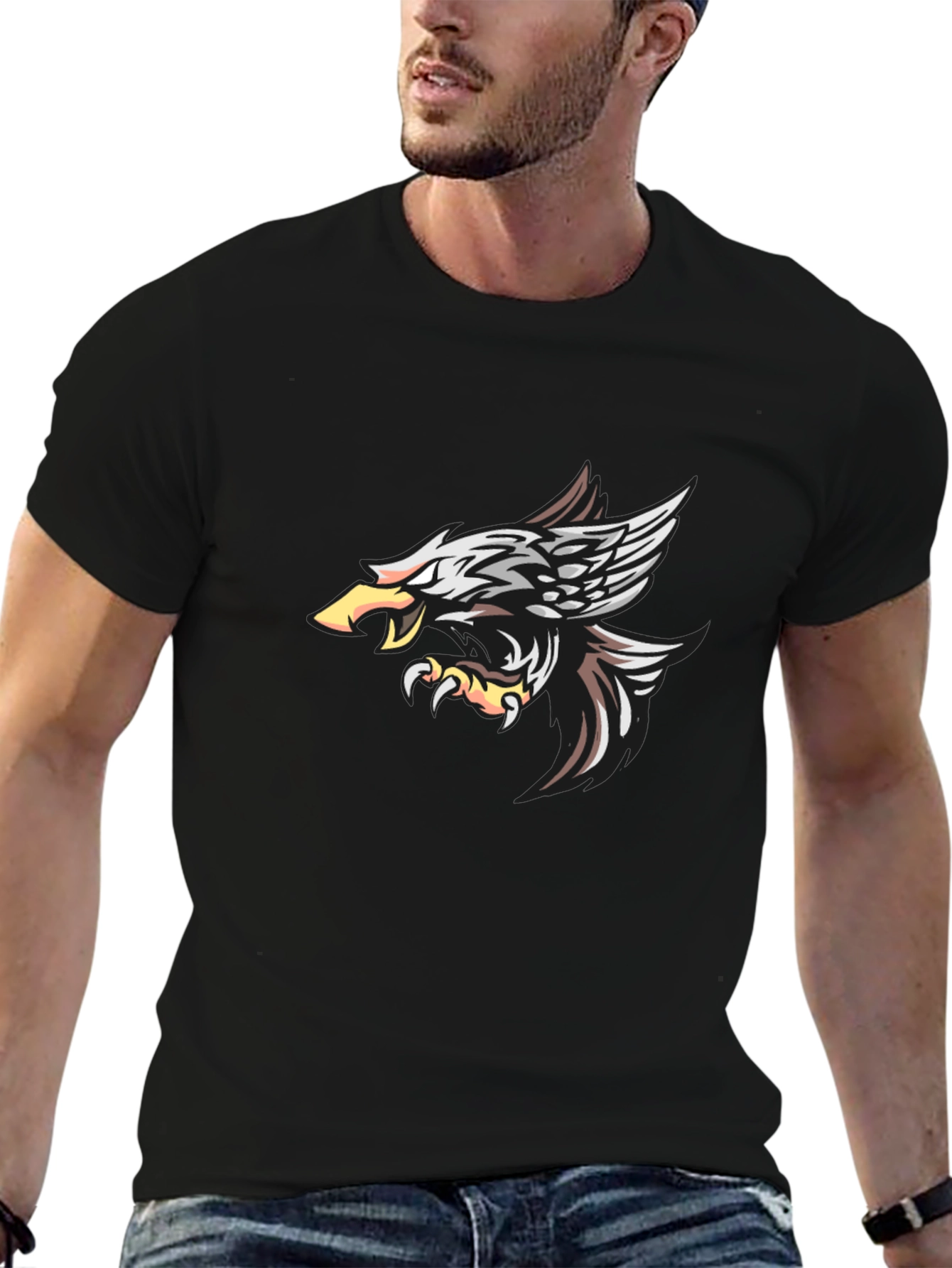 Black Men's Black Eagle Graphic T-Shirt view 6