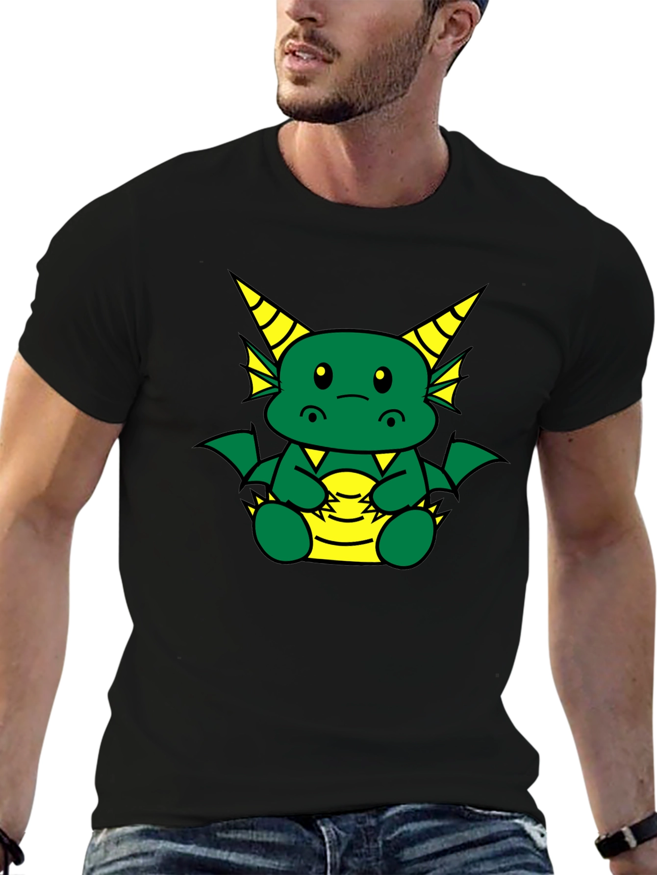 Black Cute Dragon Graphic T-Shirt - Black view 6