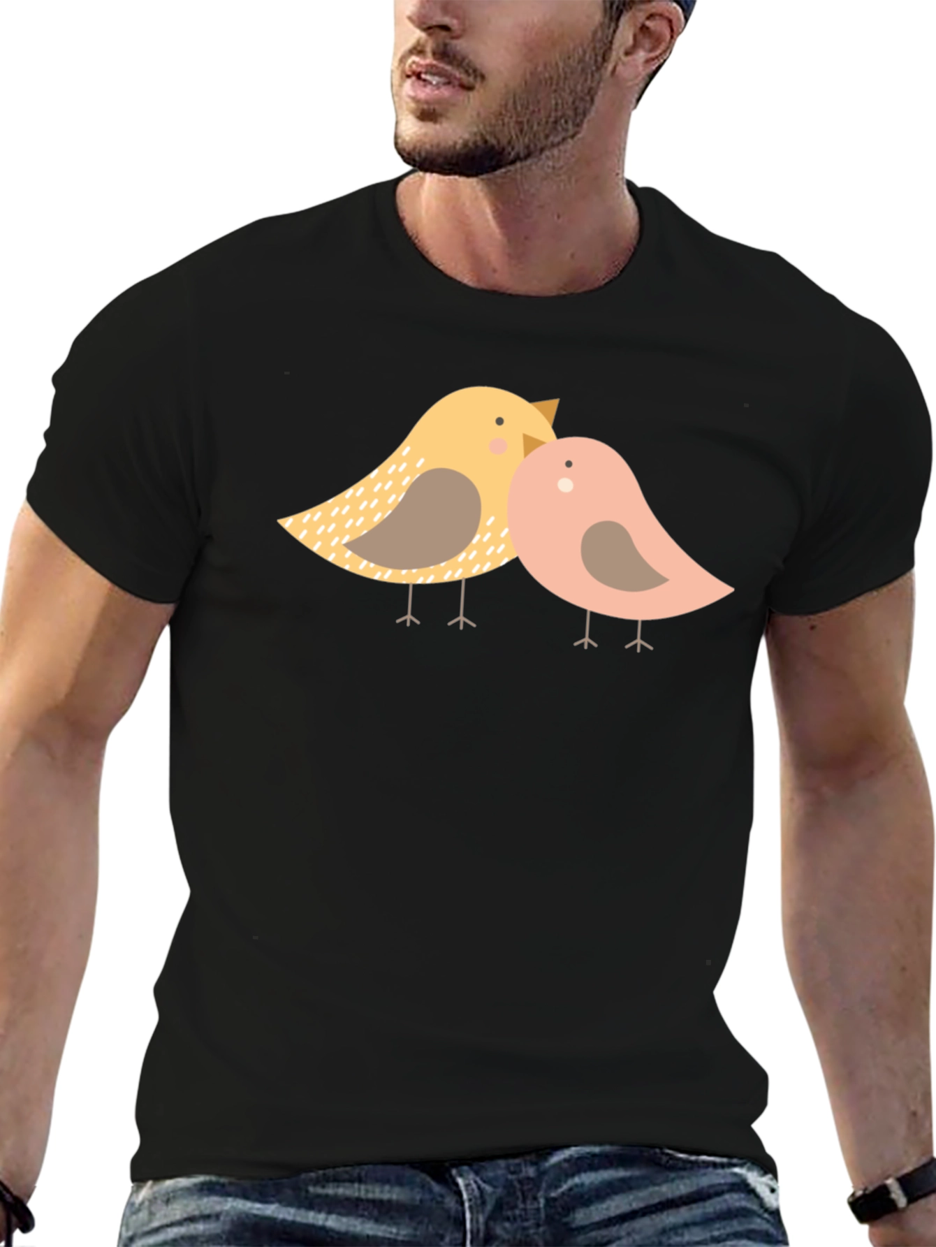 Black Cute Bird Graphic Tee - Black view 6