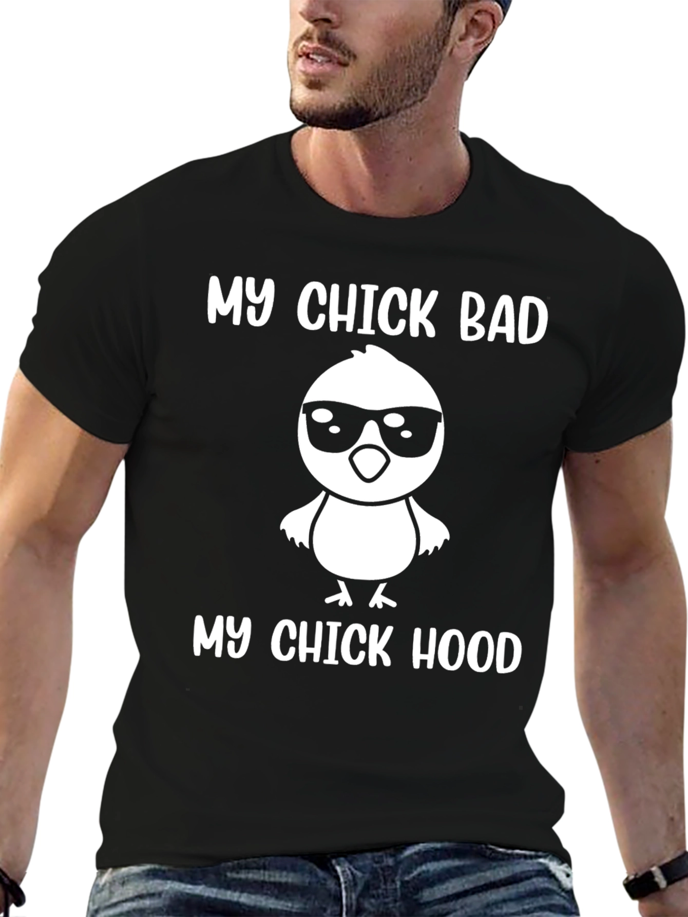 Black My Chick Bad Hood T-Shirt - Novelty Funny Graphic Tee view 6