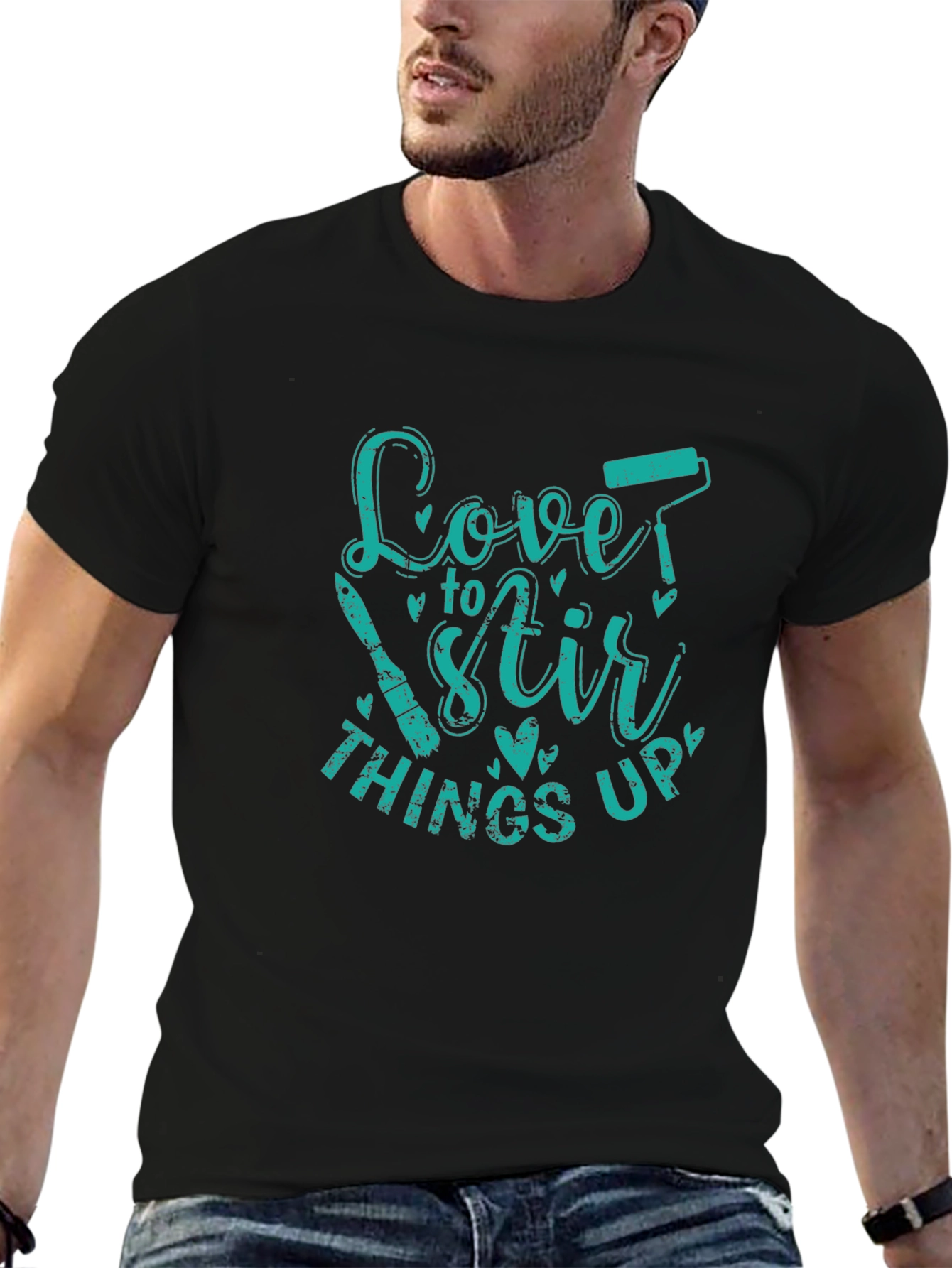 Black Love to Stir Things Up Graphic Tee - Black Cotton Blend view 6