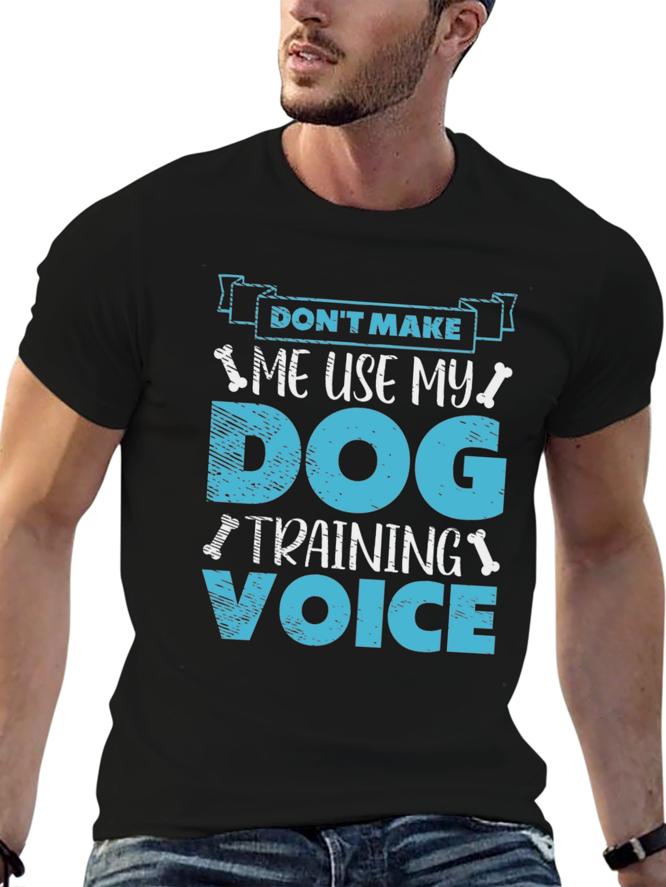Black Dog Training Voice T-Shirt - Funny Dog Lover Tee view 6