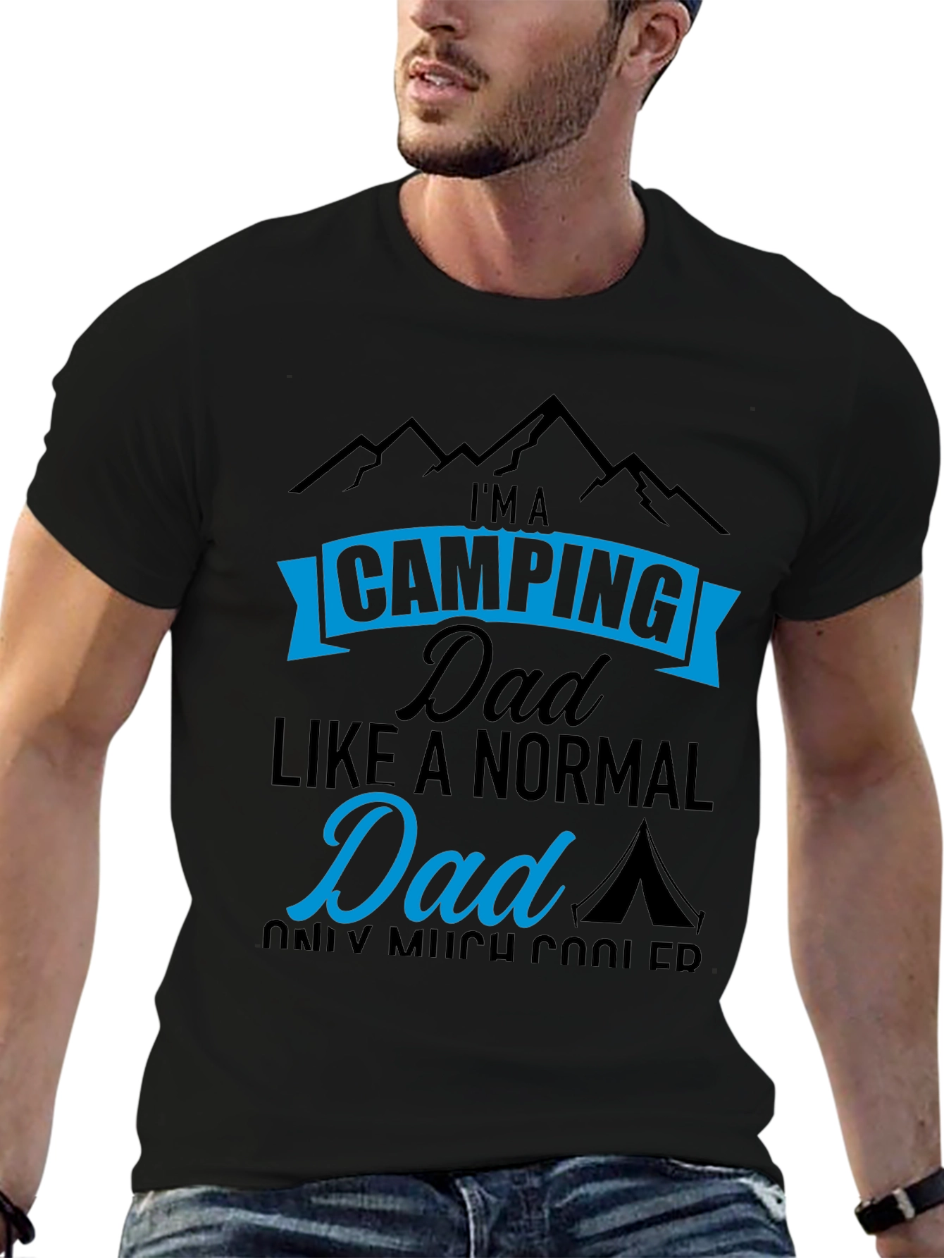 Black Camping Dad T-Shirt - Cool Father's Day Gift view 6