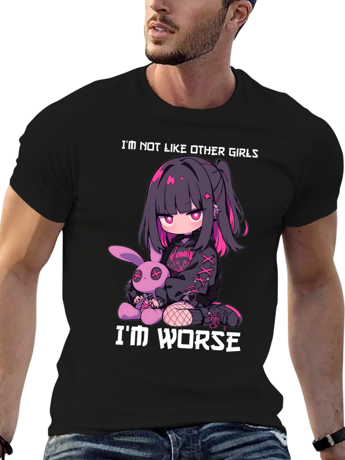 Black I'm Not Like Other Girls - Goth Anime T-Shirt view 6