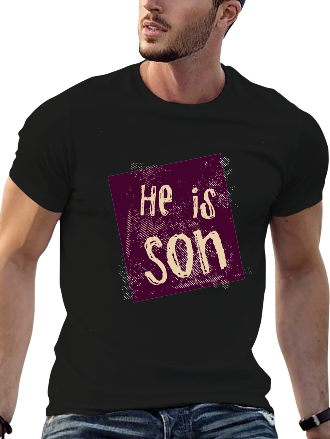 Black He is Son Graphic Tee - Casual Style view 6
