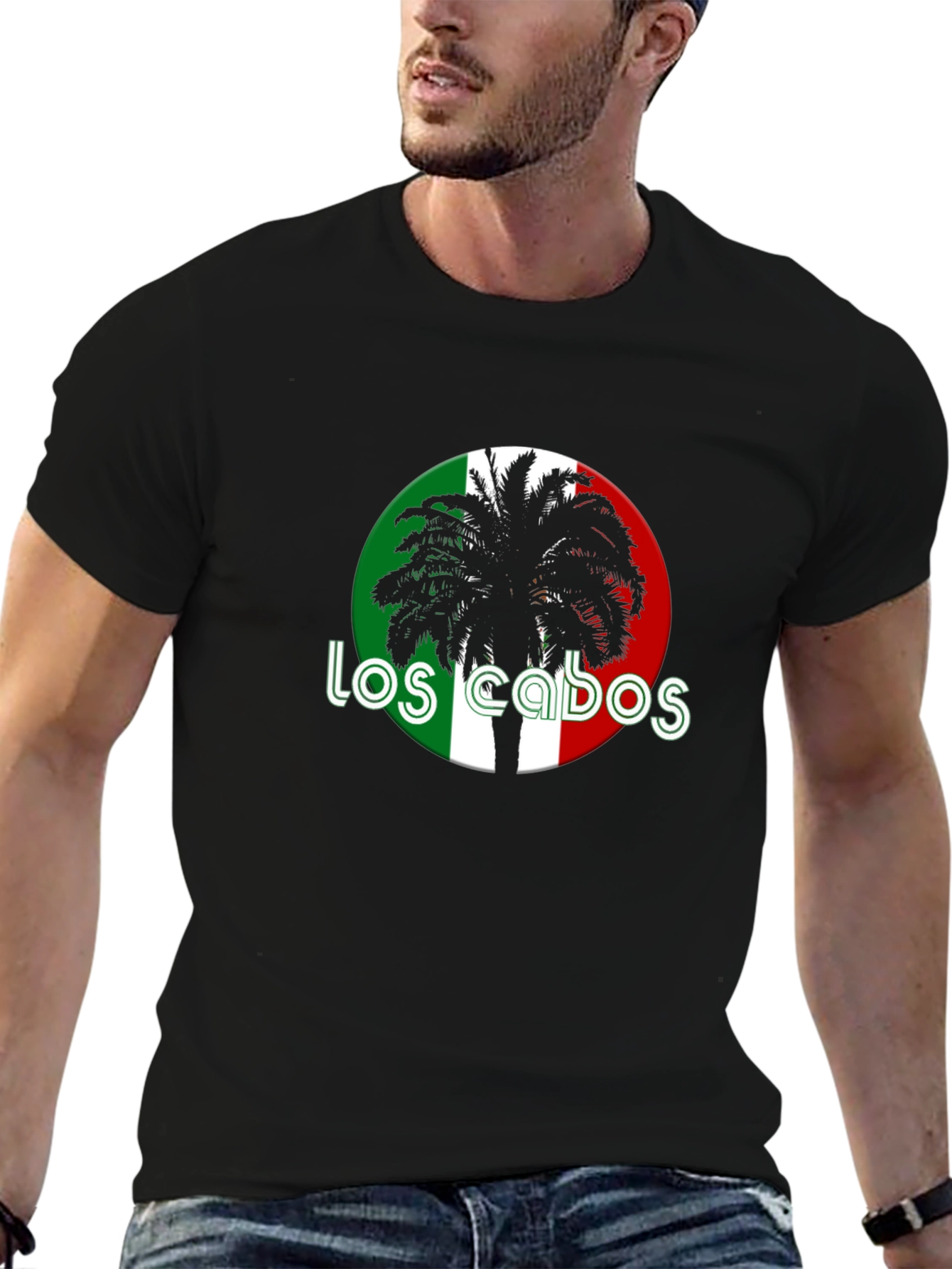Black Los Cabos Palm Tree Graphic Tee - Black Cotton view 6